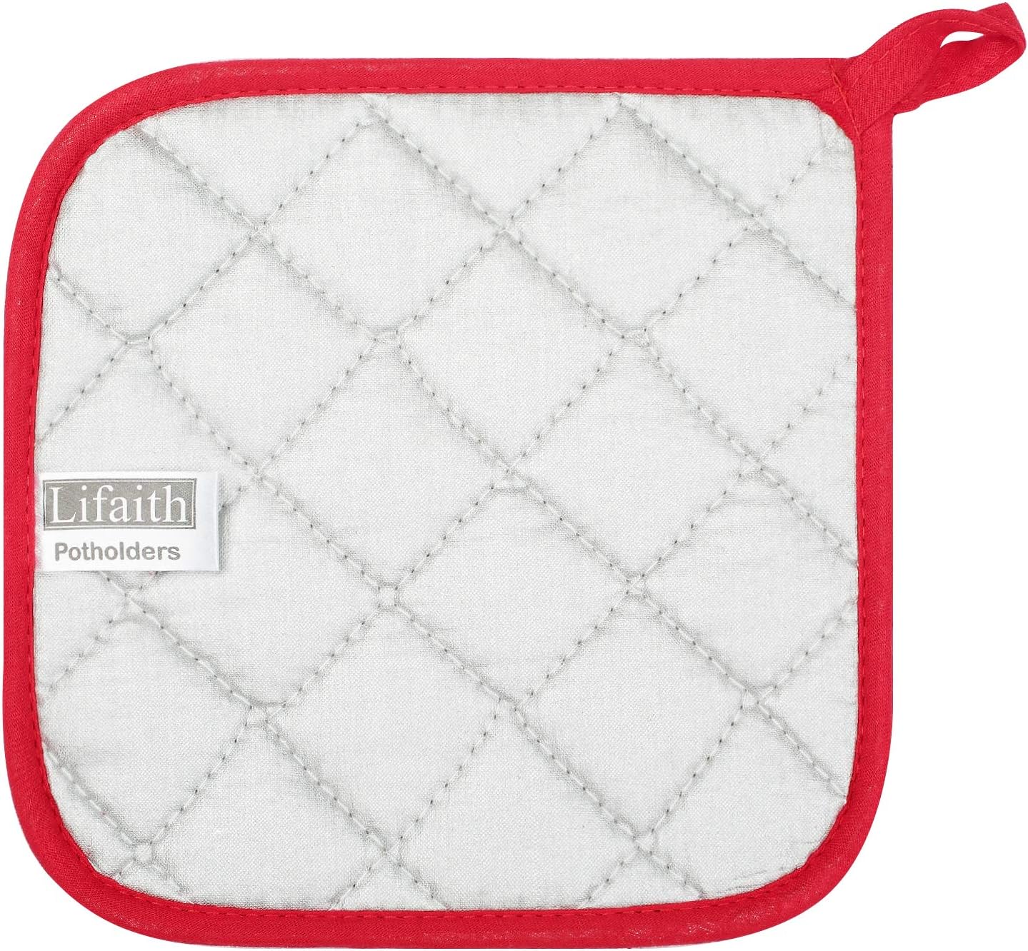 100% Cotton Kitchen Everyday Basic Terry Pot Holder Heat Resistant Coaster Potholder for Cooking and Baking Set of 5 Red