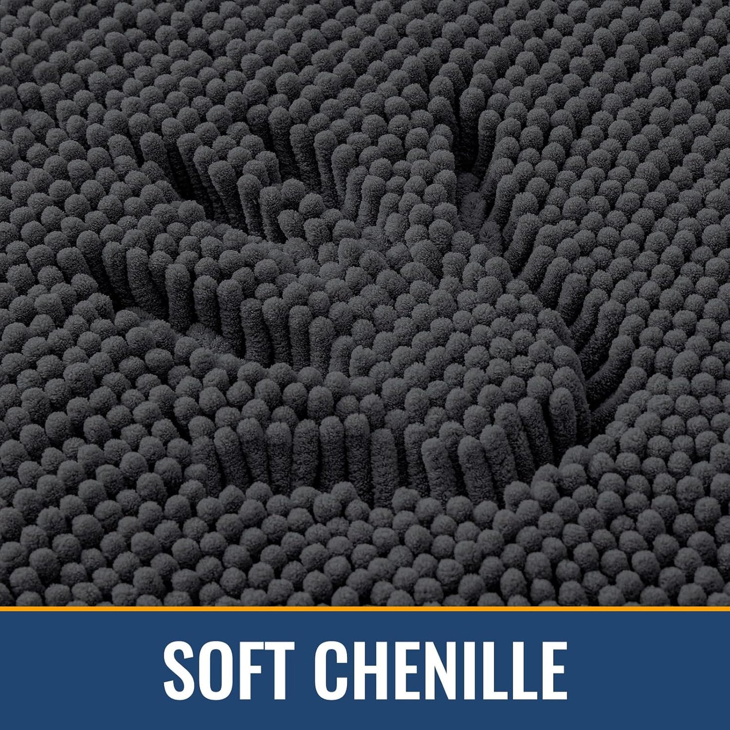 Arotive Bathroom Rugs 24x16, Extra Soft Absorbent Shaggy Chenille Bath Rugs, Machine Washable Rubber Backing Non-Slip Bath Mats for Bathroom Floor Tub and Shower, Home Decor Accessories, Dark Grey