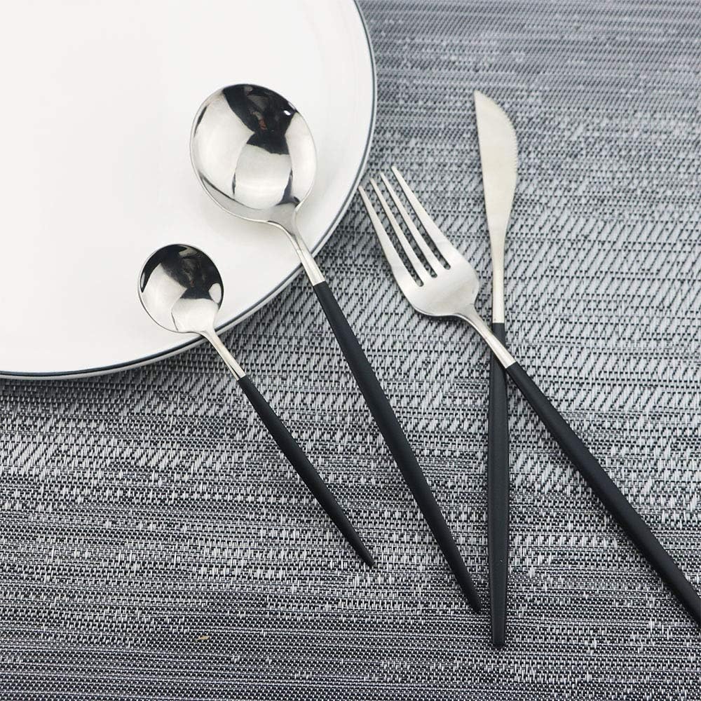 JASHII 30-Piece Stainless Steel Satin Finish Flatware Set, Mirror Polished Tableware Cutlery for Home and Restaurant, Dishwasher Safe