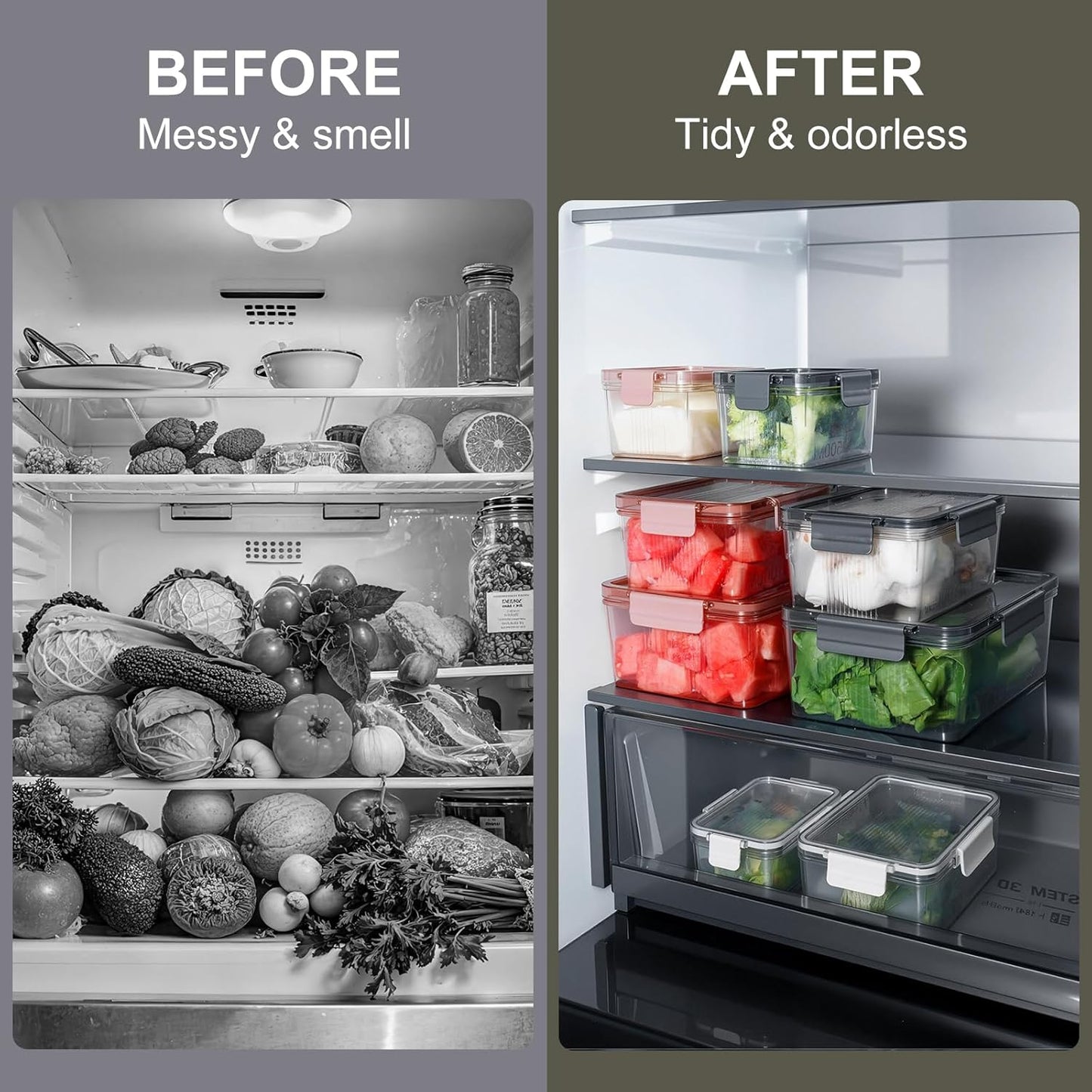 Eclirgan Freezer Storage Containers,Reusable Food Containers Set with BPA Free/Airtight,Clear Food Storage Set with Lock/Lids for Salad/Fruit(0.5/1/2 QT)