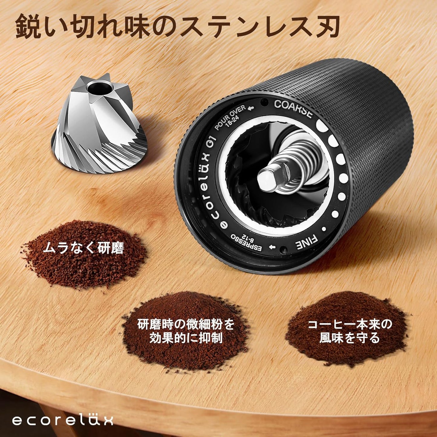 ECORELAX Manual Coffee Grinder - Precision Grinding, Portable, Durable Design for Coffee Aficionados - Enhance Your Brewing Experience