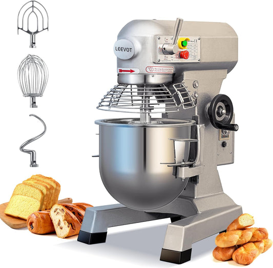 Commercial Food Mixer 10Qt,500W Commercial mixer 3-Speed Adjustable with Timing Function, Industrial Dough Mixer with Stainless Steel Bowl for Bakery Pizzeria (Upgrade)