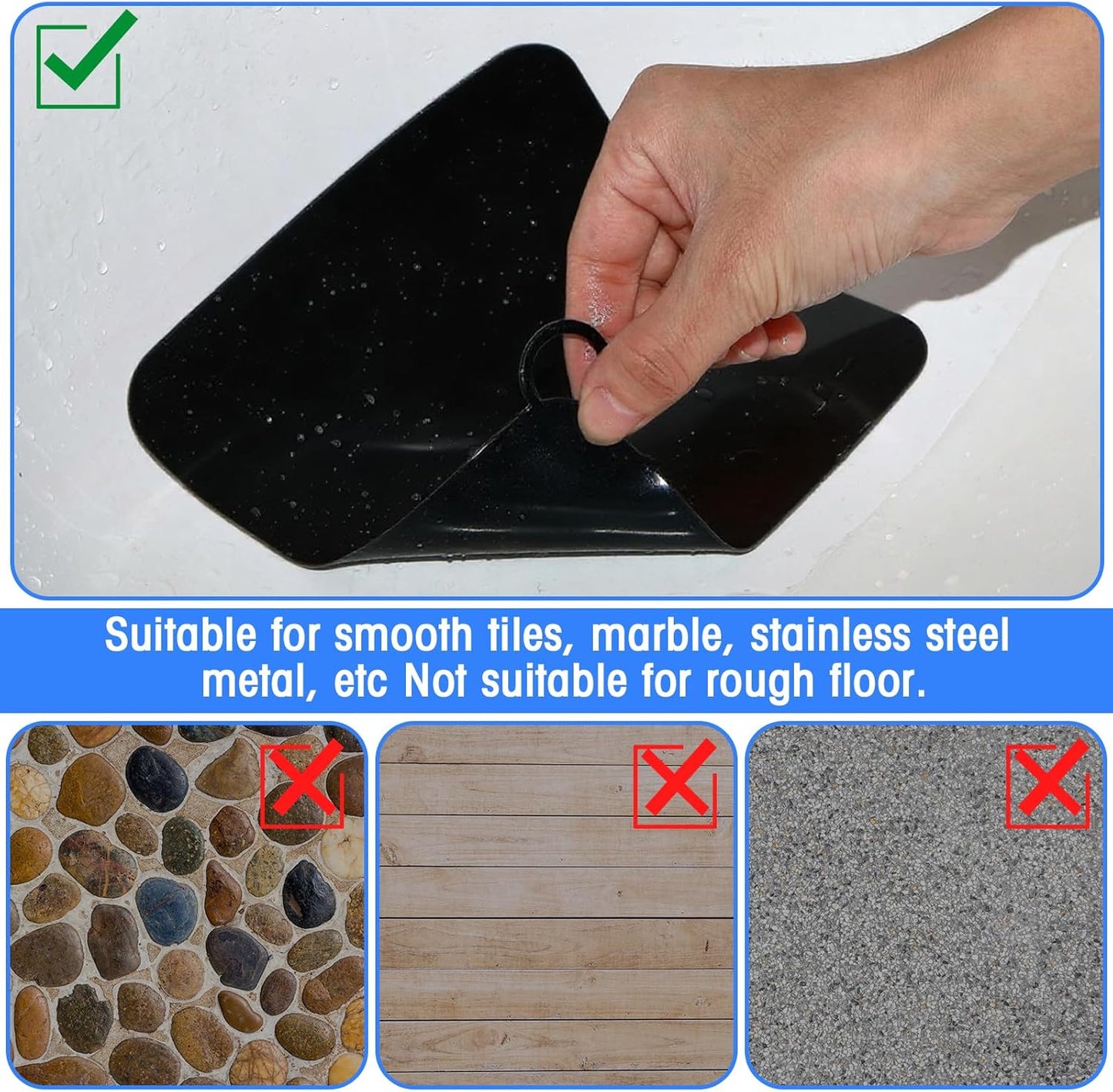 Yinkin 6 Pcs Drain Covers to Keep Bugs Out Silicone Shower Floor Tub Stoppers Bathtub Drain Stoppers Sewer Anti-Odor Mats Deodorizing Plugs for Bathroom(6 x 6 Inch,Square,White, Grey and Black)