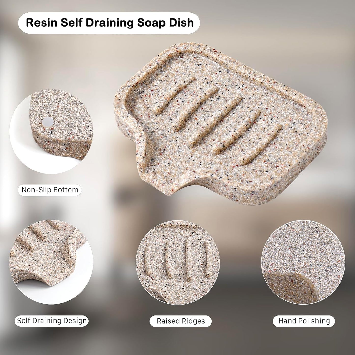 Self Draining Soap Dish- 2 Pcs Bar Soap Holder for Shower, Large Soap Savers Soap Tray Sponge Holder for Kitchen Bathroom Bathtub Sink, Linen