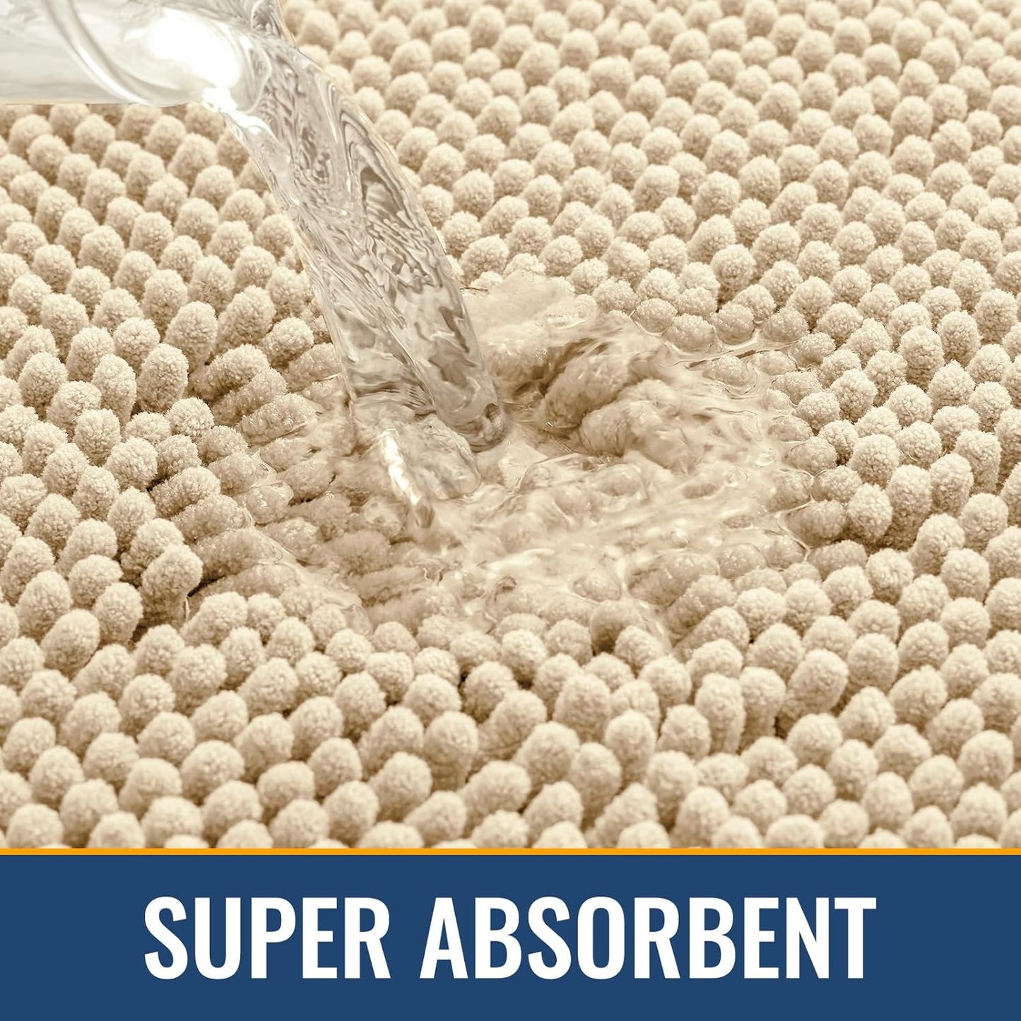 Arotive Bathroom Rugs 59x24, Extra Soft Absorbent Shaggy Chenille Bath Rugs, Machine Washable Rubber Backing Non-Slip Bath Mats for Bathroom Floor Tub and Shower, Home Decor Accessories, Beige