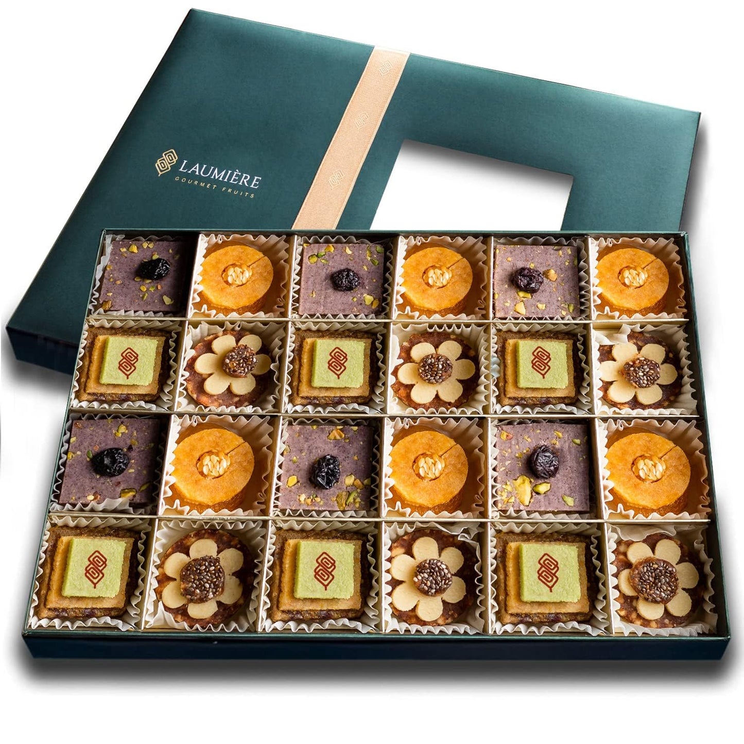 Laumière Gourmet Fruits - Superfood Parfait Collection - Rectangle (24 Pcs) - Premium Gift Baskets for Adults - Healthy Gift Basket - Dried Fruit Gift Basket - No Added Cane Sugar - Fruit Basket Gift