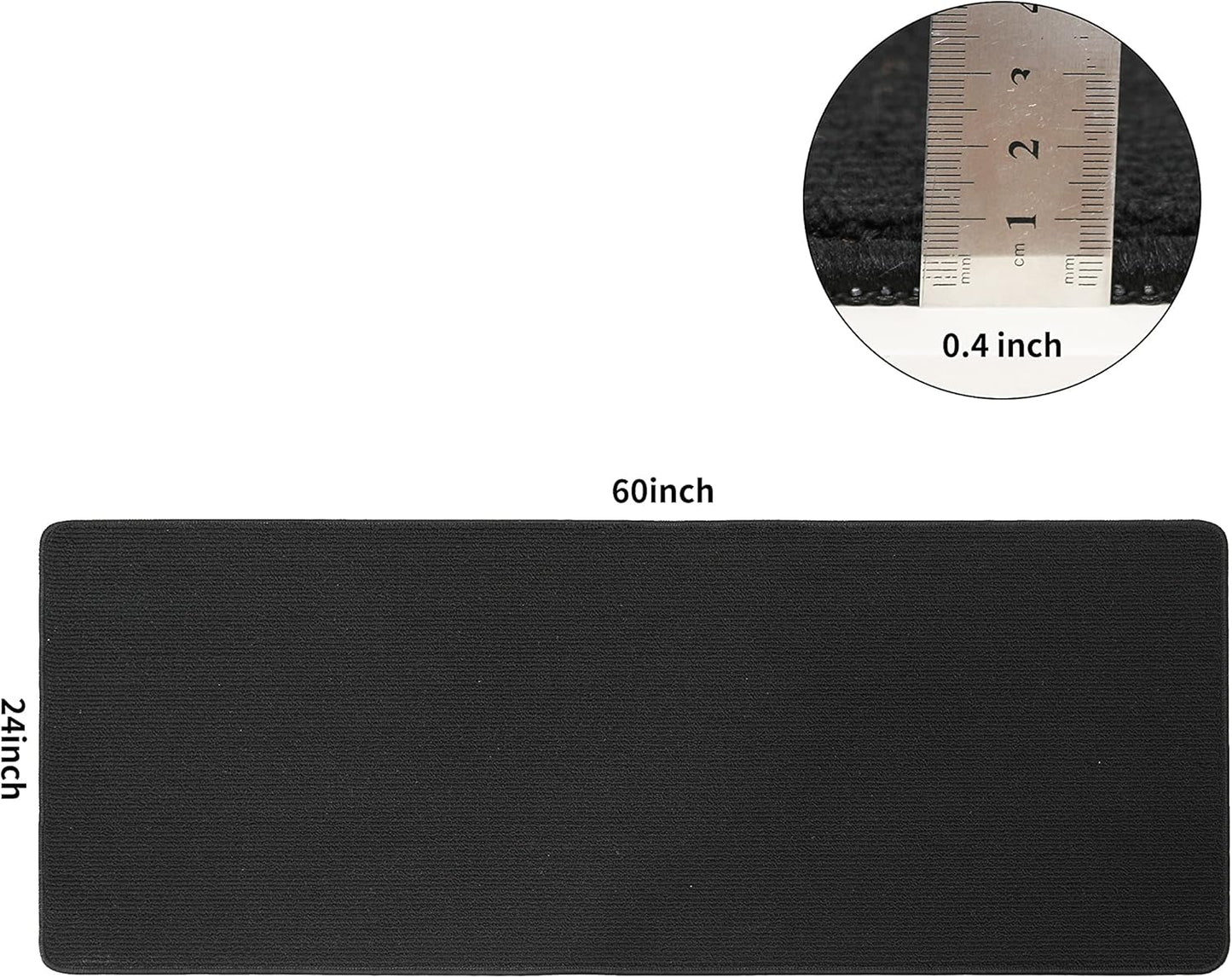 COSY HOMEER 24X60 Inch Kitchen Rug Mats Made of 100% Polypropylene Strip TPR Backing Soft Kitchen Mat Specialized in Anti Slippery and Machine Washable,for Kitchen, Floor,Black