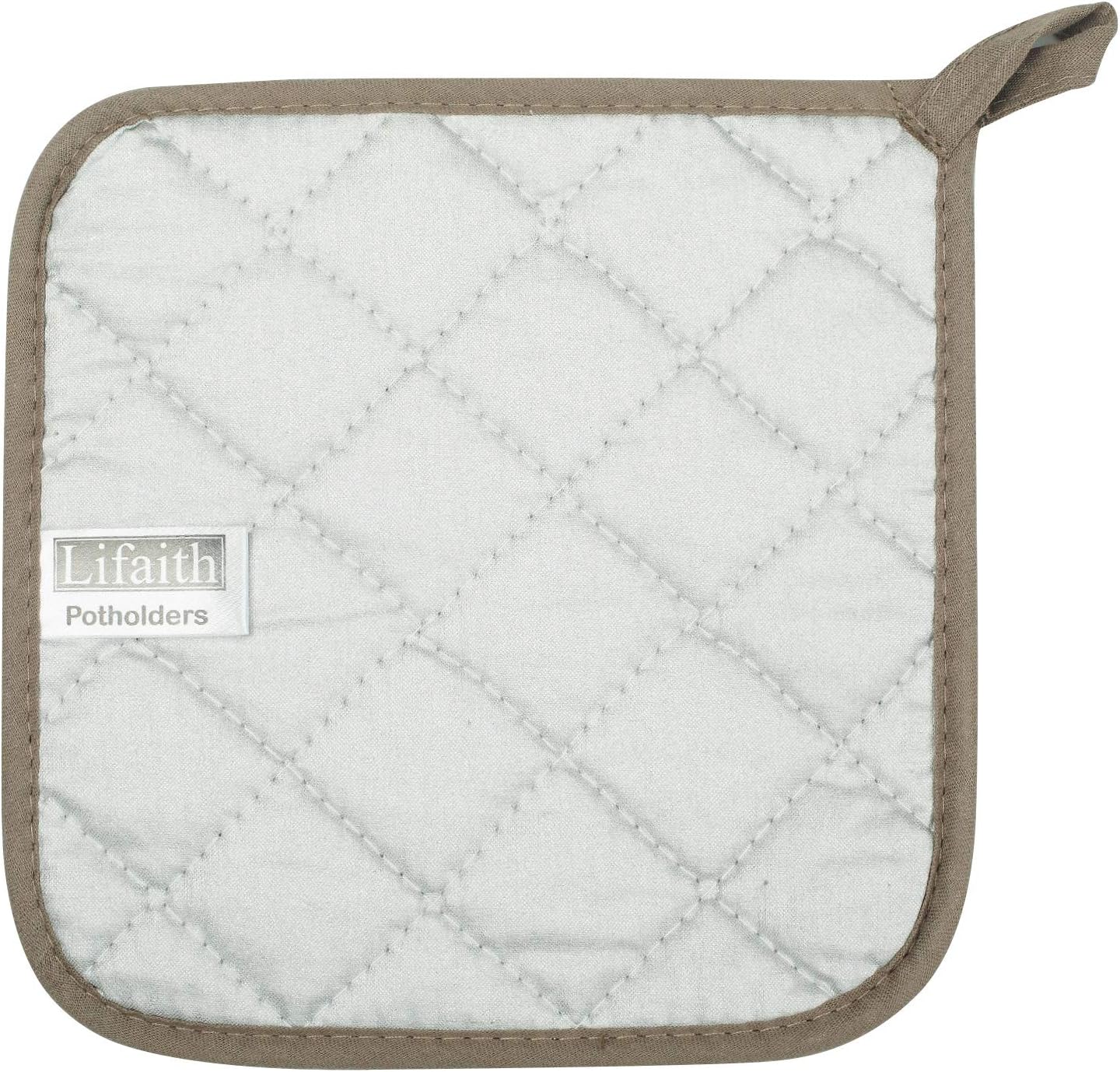 100% Cotton Kitchen Everyday Basic Terry Pot Holder Heat Resistant Coaster Potholder for Cooking and Baking Set of 5 Brown