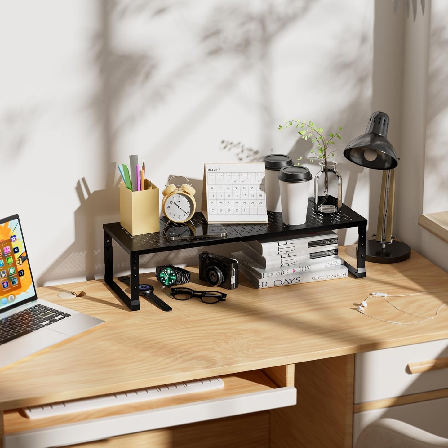 Expandable Spice Rack & Kitchen Cabinet Organizer - Stackable, Adjustable Shelves for Cabinets, Countertops, Cupboards & Pantries(1 Pack/Medium/Black)