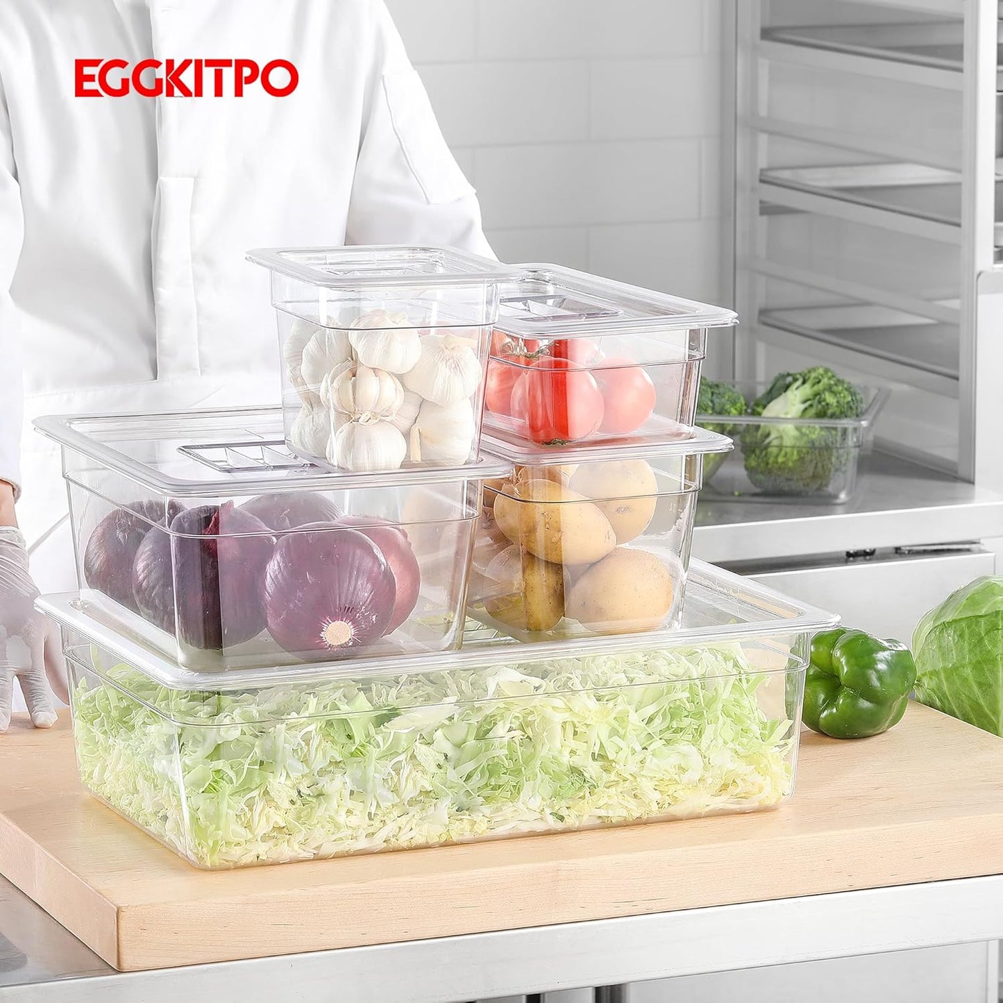 1/3 Size Food Containers 6 Pack 6 Inch Deep Pan Clear BPA free Polycarbonate Stackable Commercial Hotel Pan for Food Serving Freezer Safe