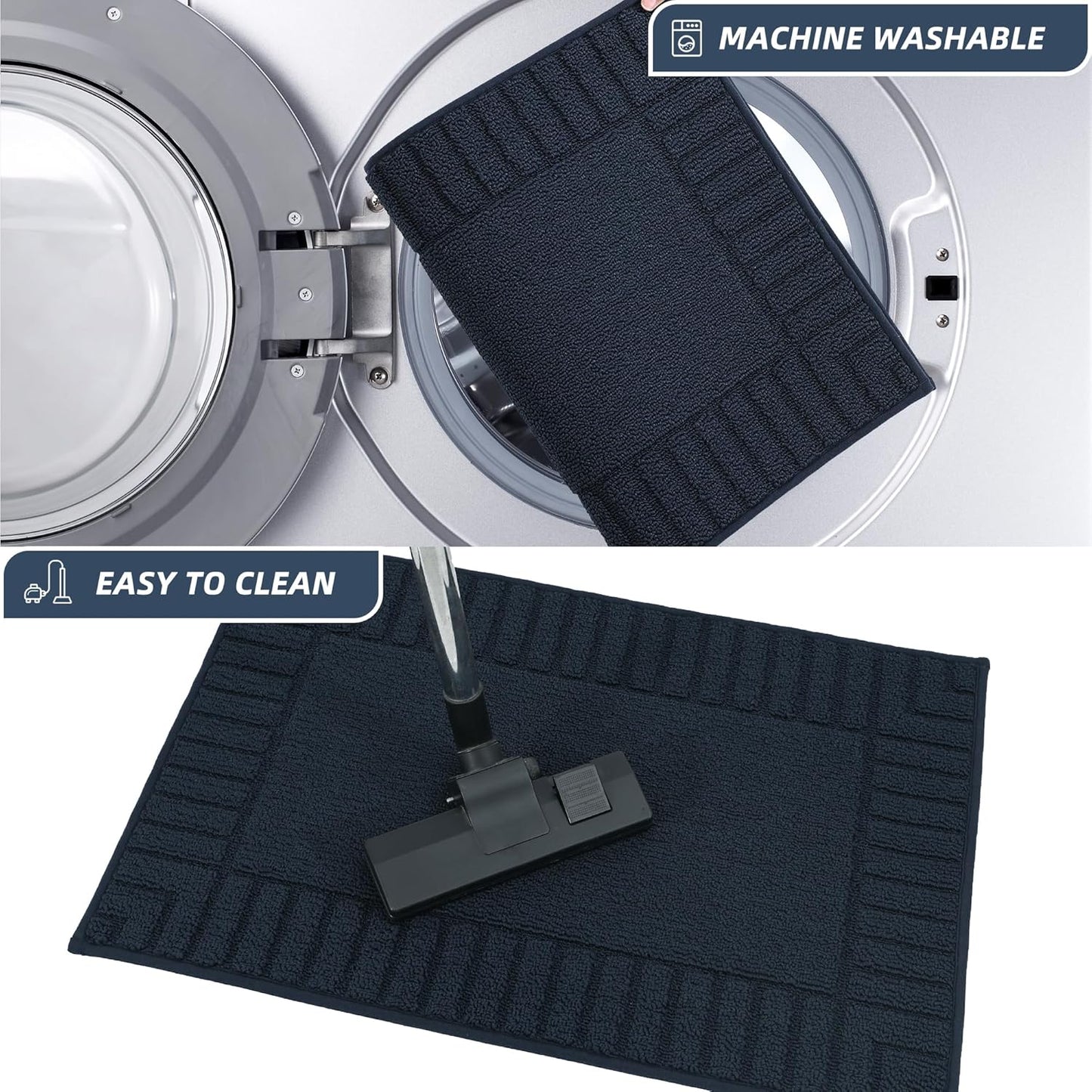 BEQHAUSE-Kitchen-Rugs-and-Mats Non Slip Kitchen Mats for Floor Absorbent Kitchen Rugs Machine Washable Kitchen Floor Mat,Navy Blue 24”x35”