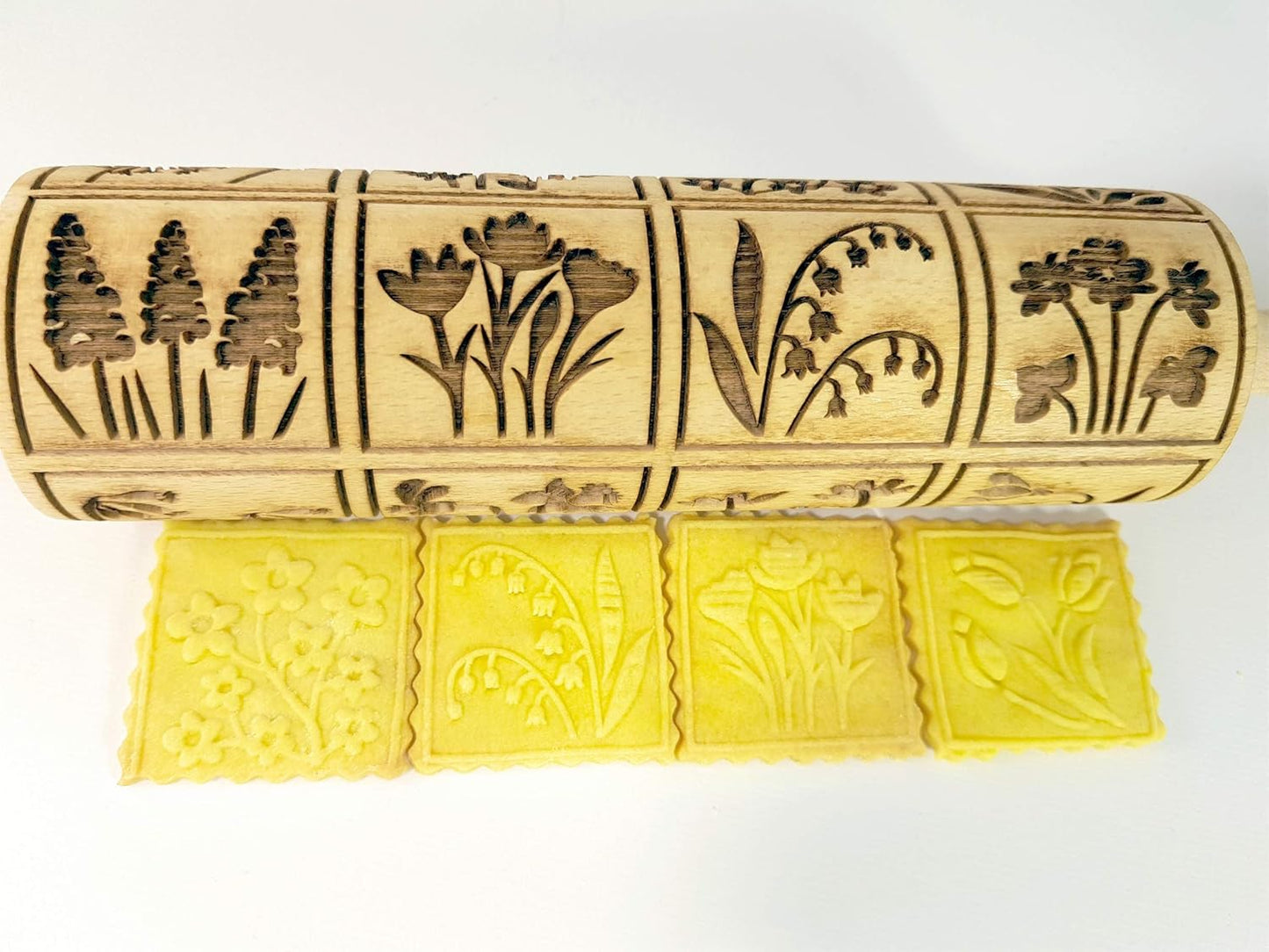 Embossing Rolling Pin SPRING FLOWERS with 16 different spring flowers by Algis Crafts