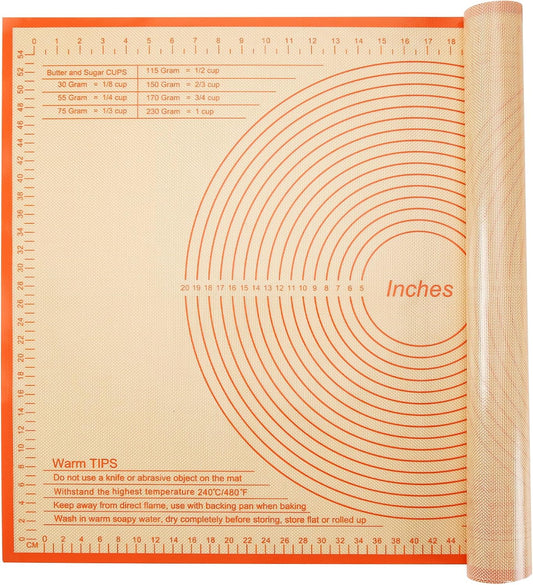 Silicone Pastry Mat 36x24 Inch - Nonstick Baking Mat Perfect for Dough, Pastry, Pie Crust, Fondant, Bread, Cookies, Pasta, Pizza, Kitchen Counter Mats