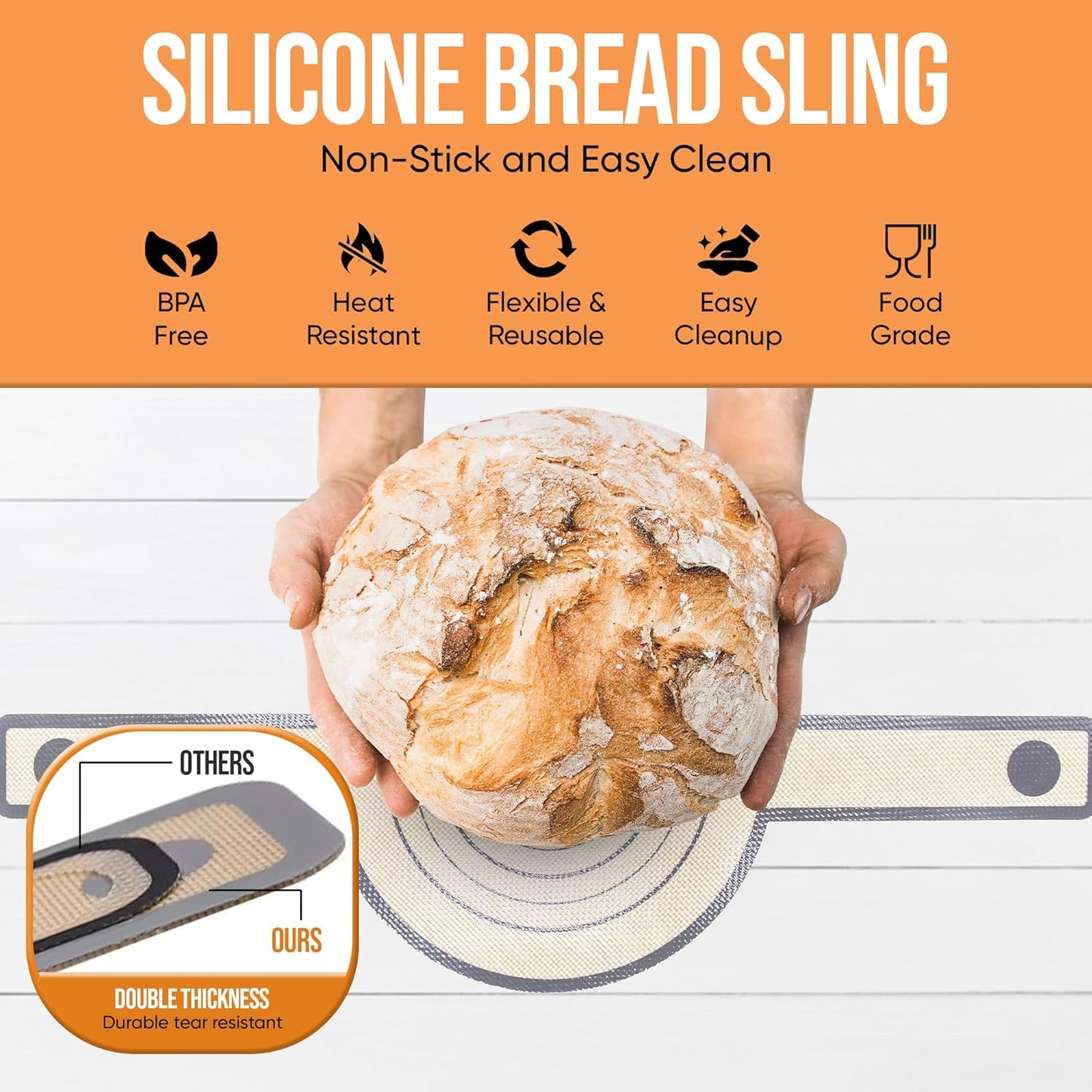 Complete Sourdough Starter Kit and Sourdough Bread Baking Supplies - Includes 9" Banneton Proofing Basket, 34oz Sourdough Starter Jar, Silicone Bread Sling, Scrapers, Bread Lame and Measuring Spoons