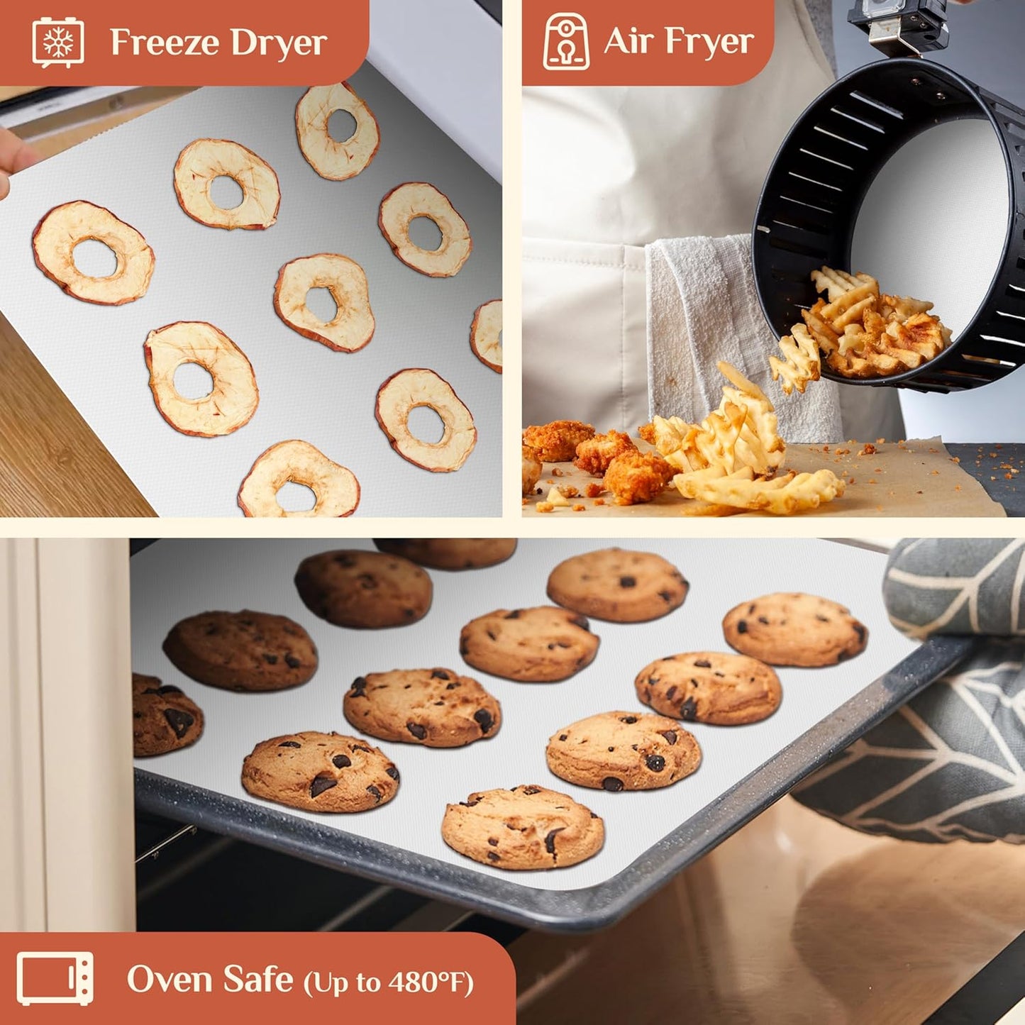 Silicone Baking Mat, 16 IN x 10 FT Free Cutting Baking Sheet,Non-Stick Reusable Dough & Pastry Mat,Non-Slip Silicone Mat Roll for Air Fryer Liner,Freeze Dryer,Oven Baking Pan,Kitchen Counter