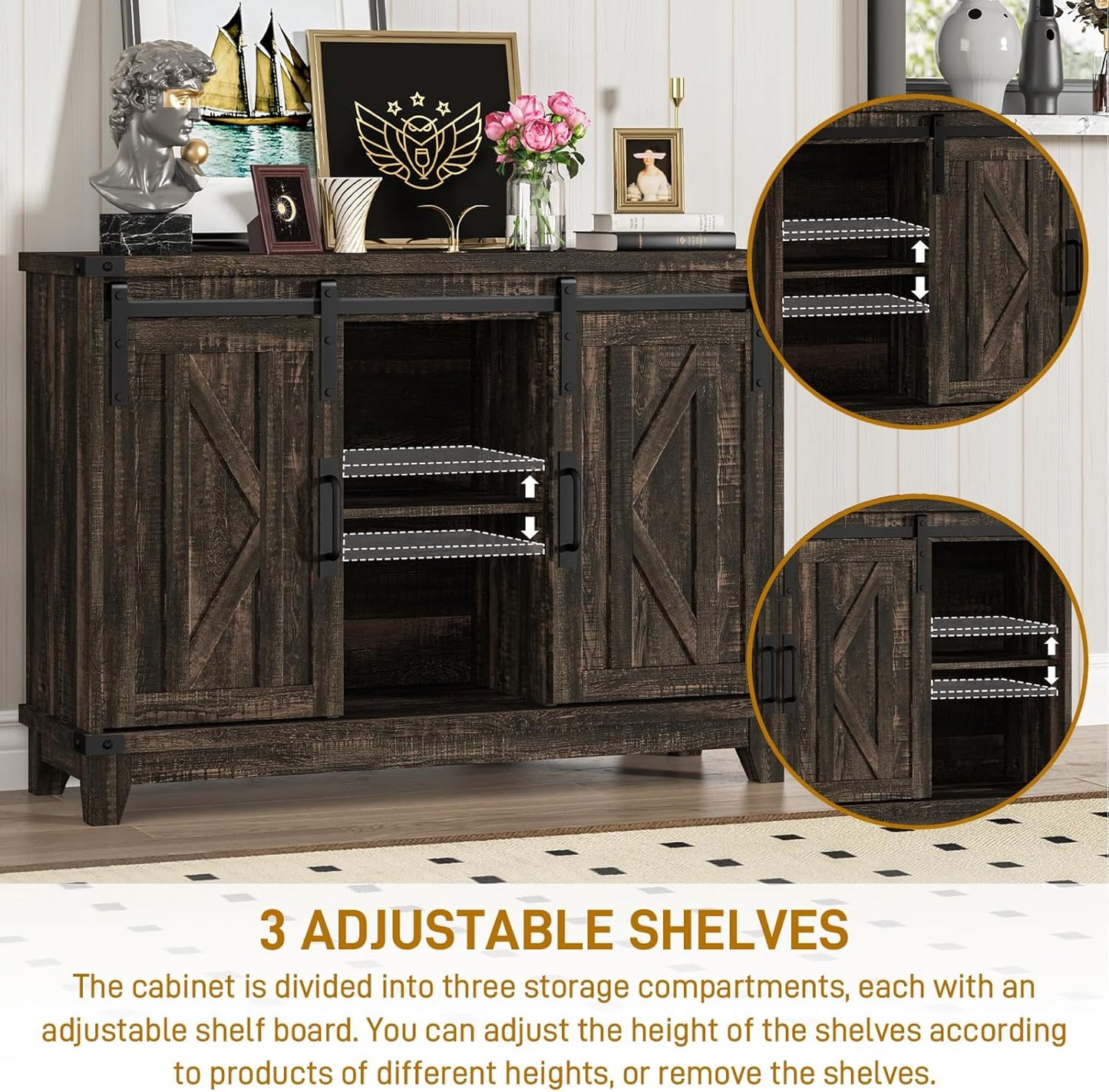 Cube Storage Organizer, Sliding Doors Coffee Bar Cabinet with Storage Farmhouse Sideboard Buffet Cabinet with Adjustable Shelves Coffee Bar for Kitchen Home Office Dining Room