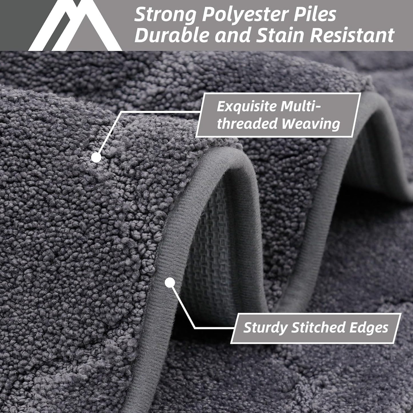 COSY HOMEER Soft Kitchen Rugs [2 PCS] for in Front of Sink Super Absorbent Kitchen Floor Mats and Mats 20x30 Inch/20X48 Non-Skid Kitchen Mat Standing Mat Washable,Polyester,Dark Grey