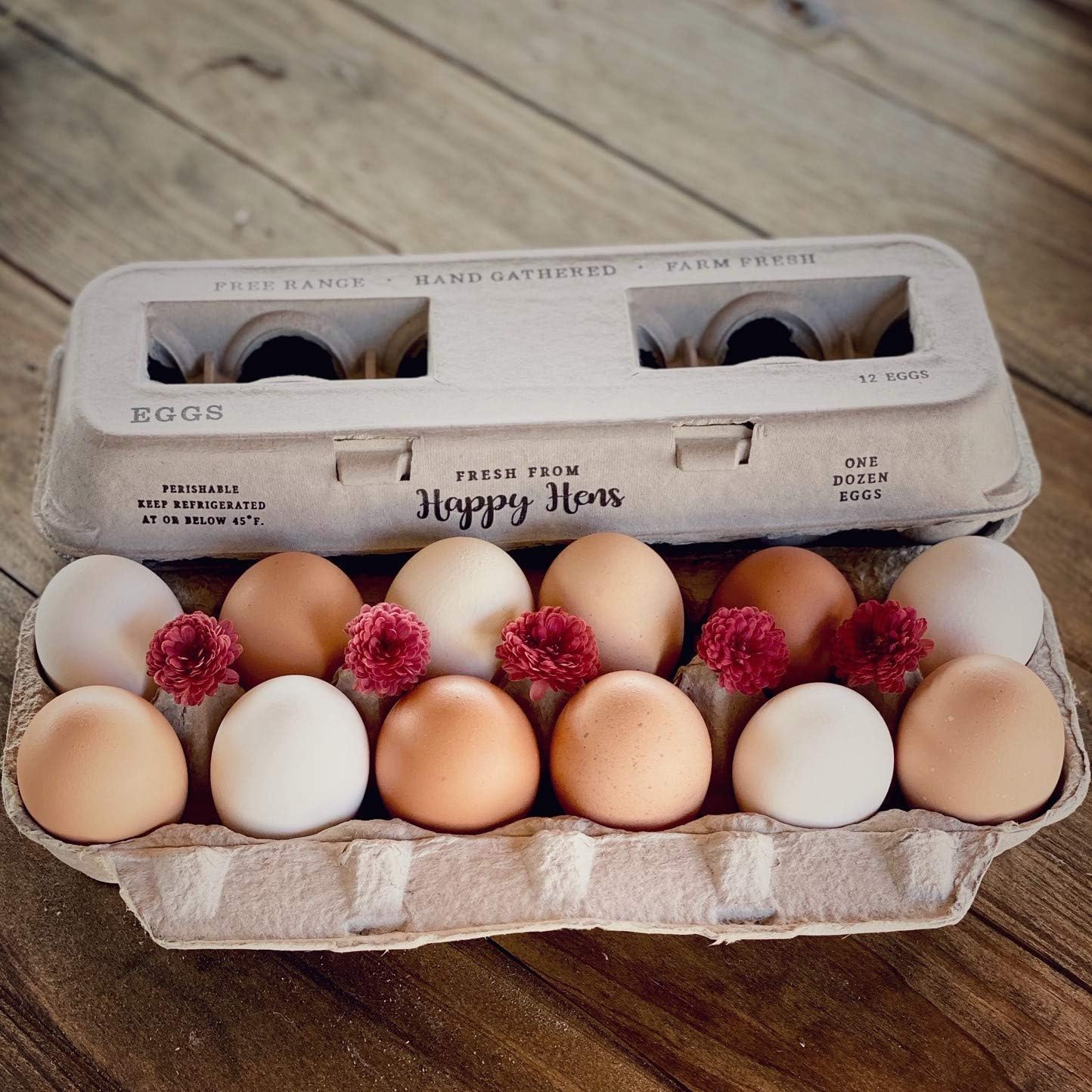 Egg Cartons- Adorable Printed Design for Farm Fresh Eggs, Recycled Paper Cardboard, Sturdy & Reusable, Holds up to XL Chicken Eggs (Blank Stamping, 250)