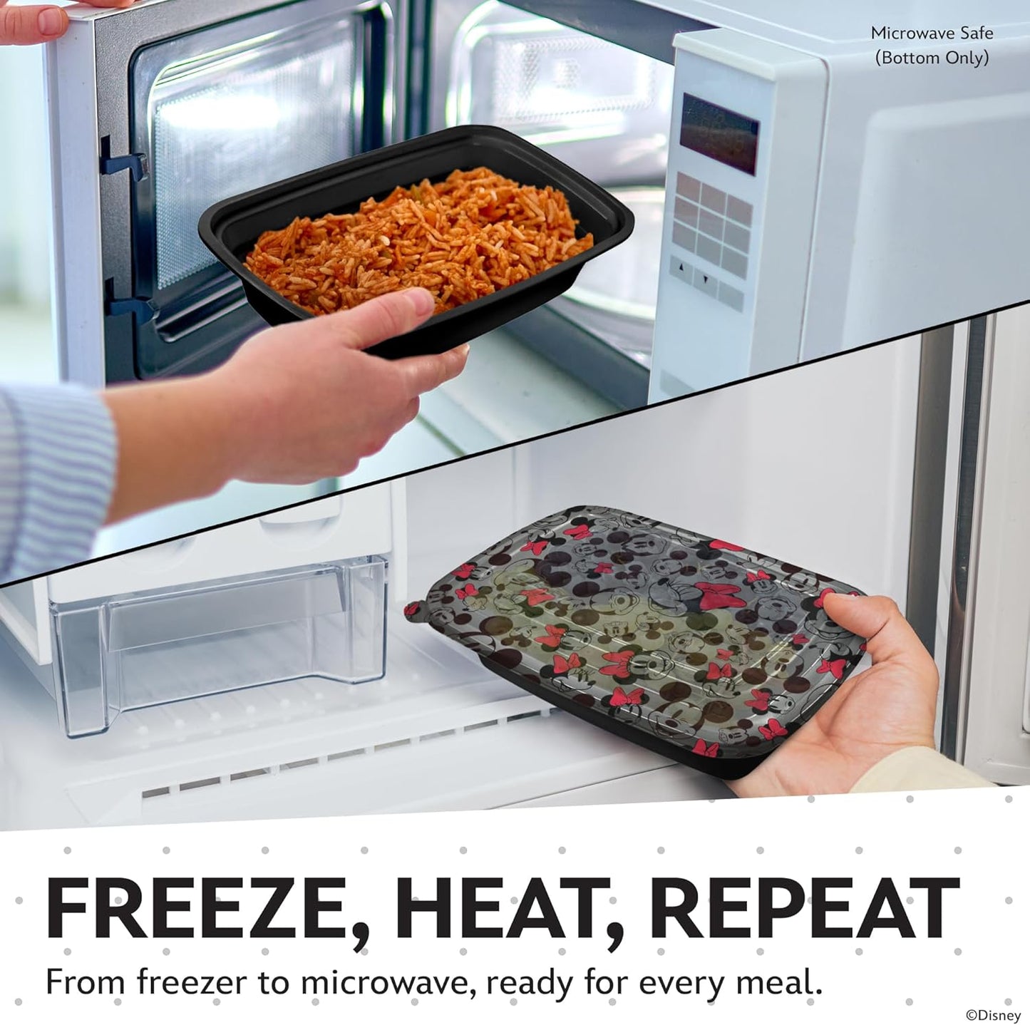 Disney Meal Prep Containers - 20-Piece Reusable Food Containers with Lids - Freezer, Microwave & Dishwasher Safe - Featuring Mickey & Minnie, Lilo & Stitch