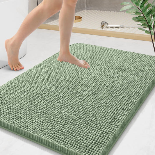 Arotive Bathroom Rugs 36x24, Extra Soft Absorbent Shaggy Chenille Bath Rugs, Machine Washable Rubber Backing Non-Slip Bath Mats for Bathroom Floor Tub and Shower, Home Decor Accessories, Sage Green