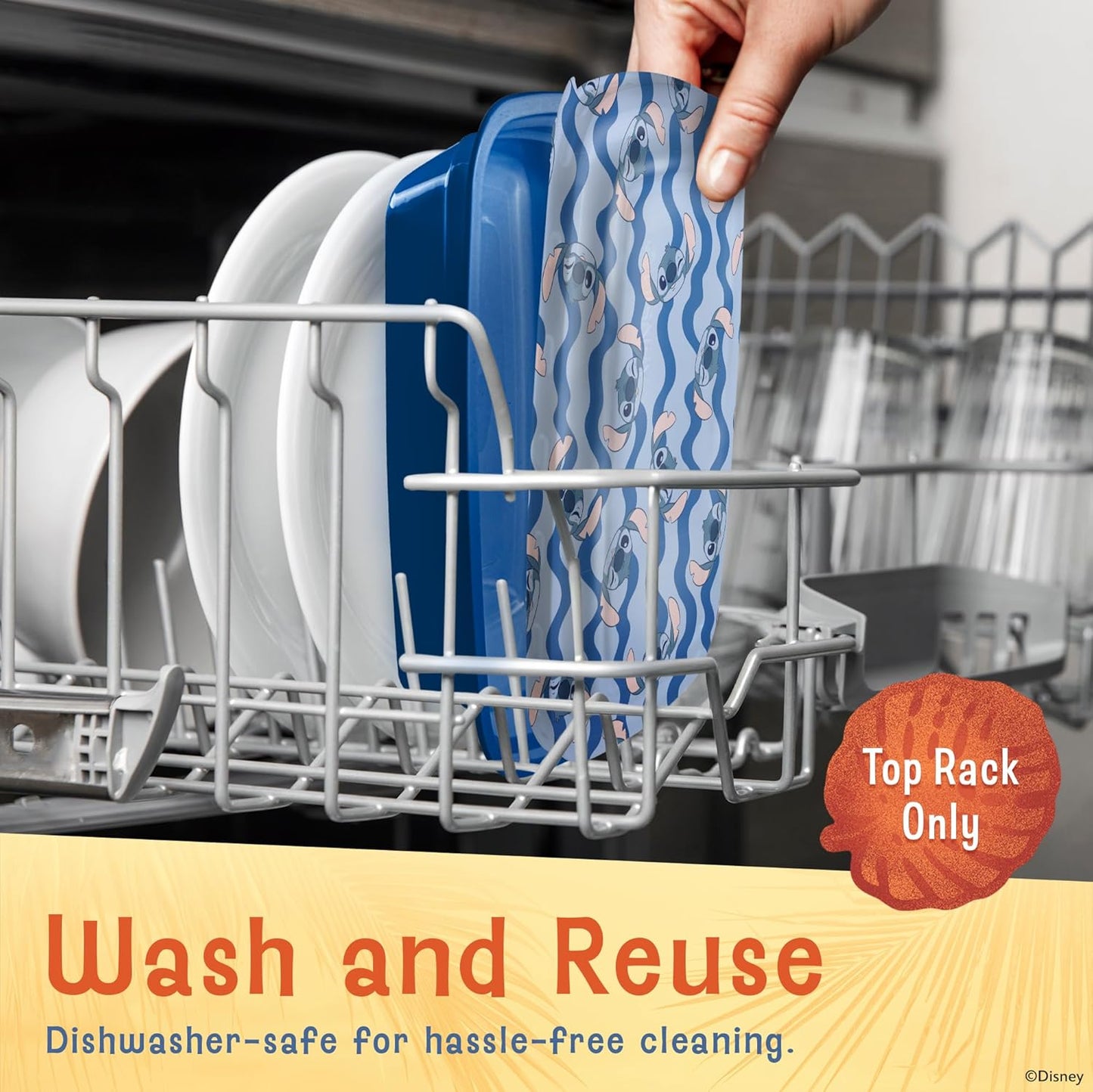 Disney Meal Prep Containers - 20-Piece Reusable Food Containers with Lids - Freezer, Microwave & Dishwasher Safe - Featuring Mickey & Minnie, Lilo & Stitch