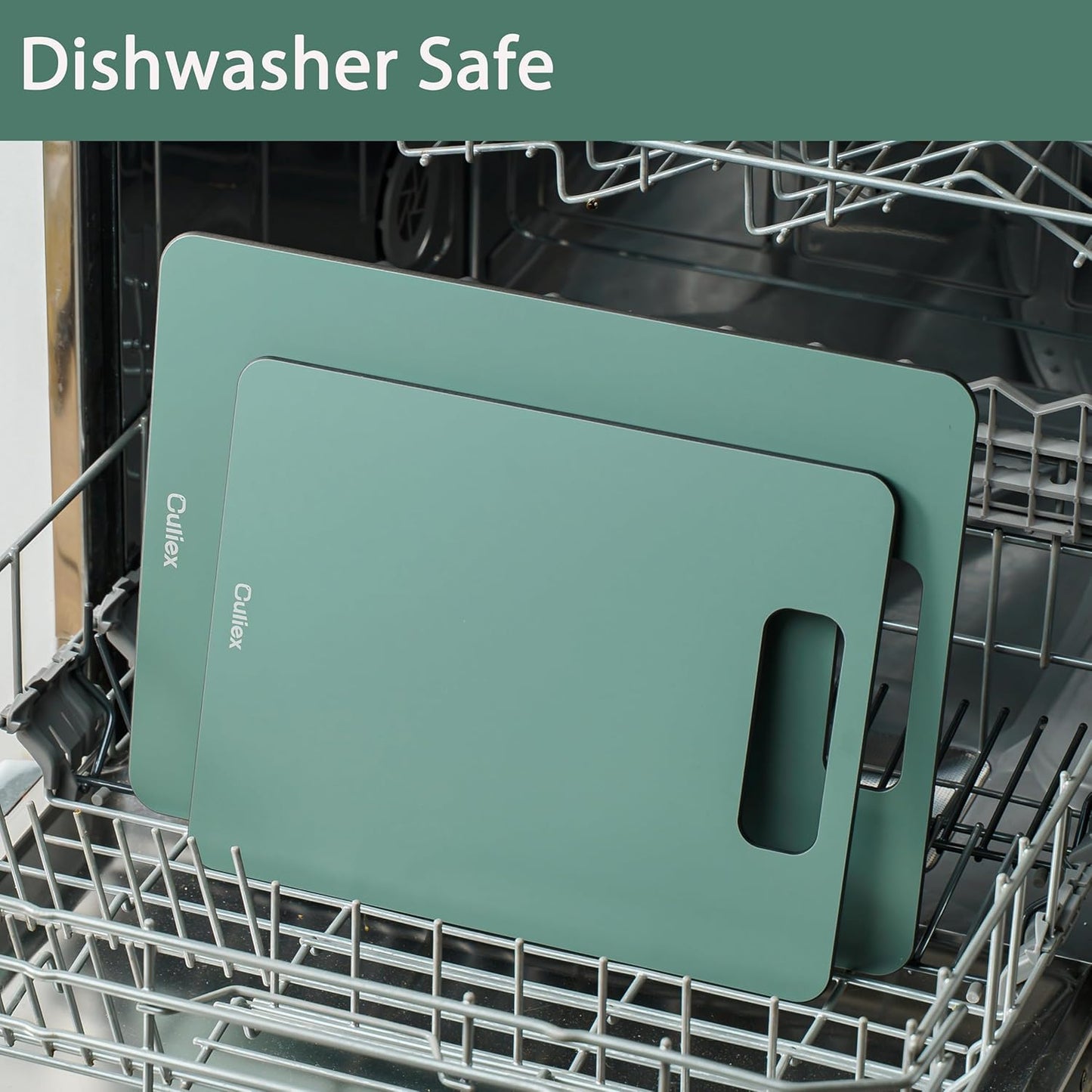 Cutting Boards for Kitchen [Set of 2], Wood Fiber Composite Cutting Board, Dishwasher Safe, Non-Porous, and Durable for Meat, Vegetables, and Fruit, Green