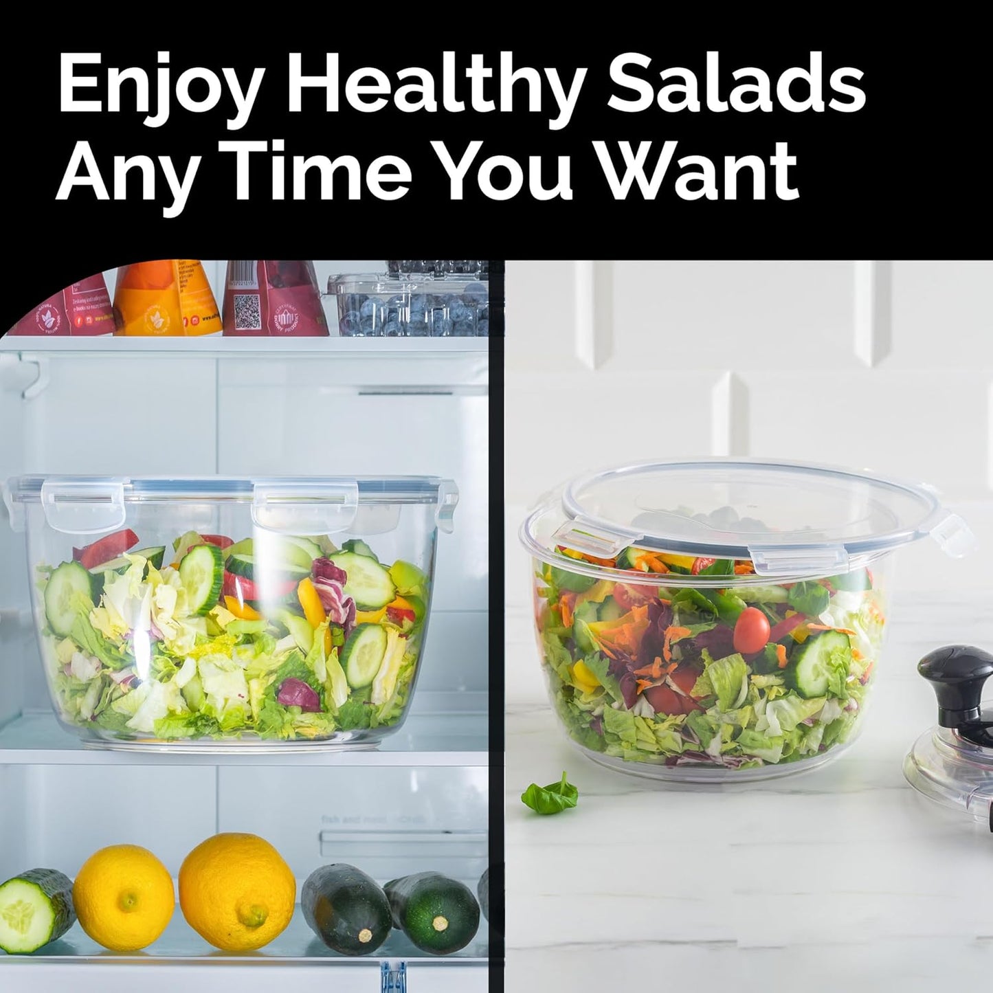 Joined Salad Spinner with Storage Lid, Drain, Bowl, and Colander - Quick and Easy Multi-Use Lettuce Spinner, Vegetable Dryer, Fruit Washer, Pasta and Fries Spinner - 3.7 Qt