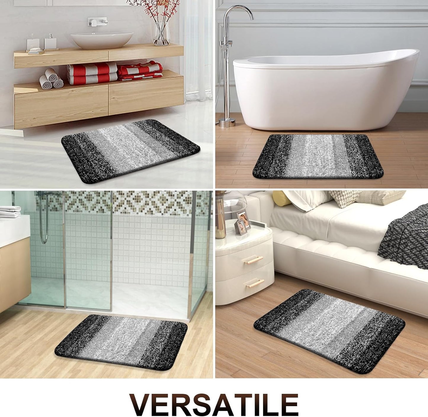 OLANLY Bathroom Rugs Mat 47x32, Extra Soft Absorbent Microfiber Bath Rugs, Rubber Backing, Quick Dry, Machine Washable Bath Mats for Bathroom Floor, Tub and Shower, Home Decor Accessories, Black