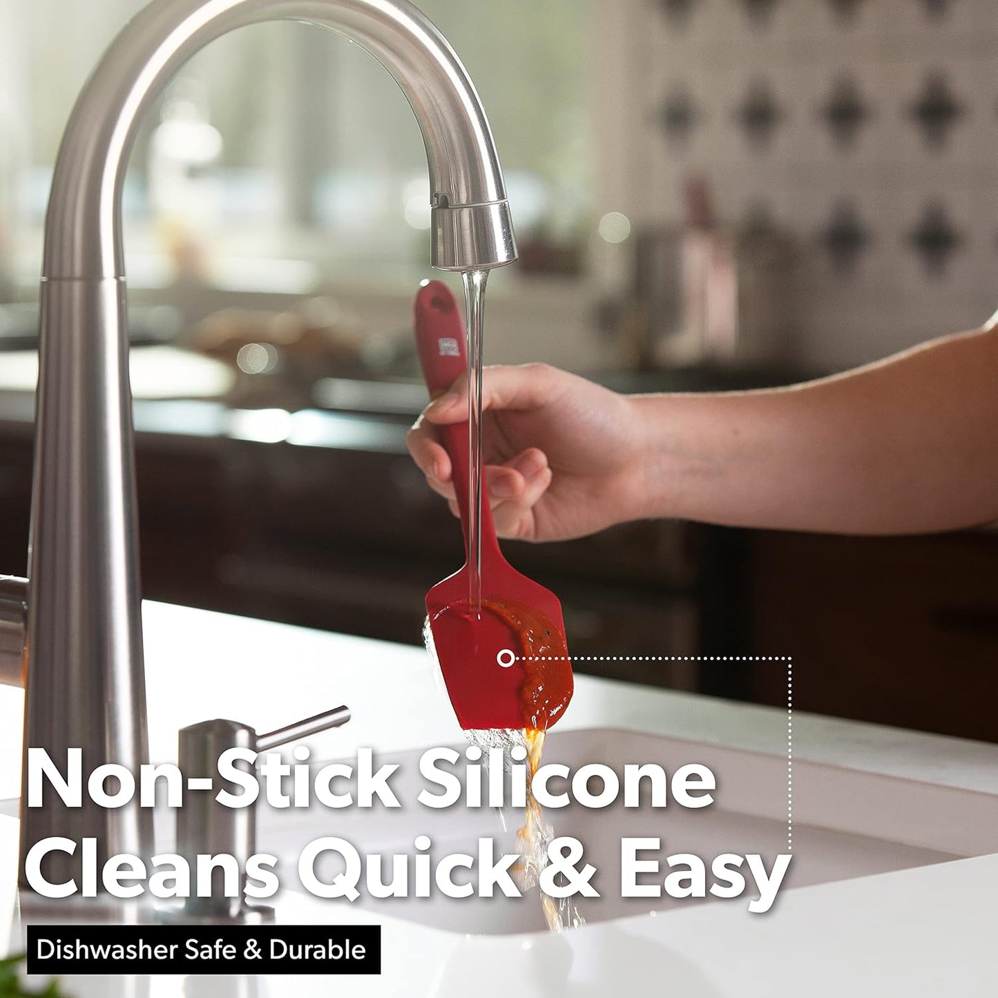 DI ORO Silicone Spatula Set - Rubber Kitchen Spatulas for Baking, Cooking, & Mixing - 600°F Heat-Resistant & BPA Free Silicone Scraper Spatulas for Nonstick Cookware - Dishwasher Safe (4pc, Red)