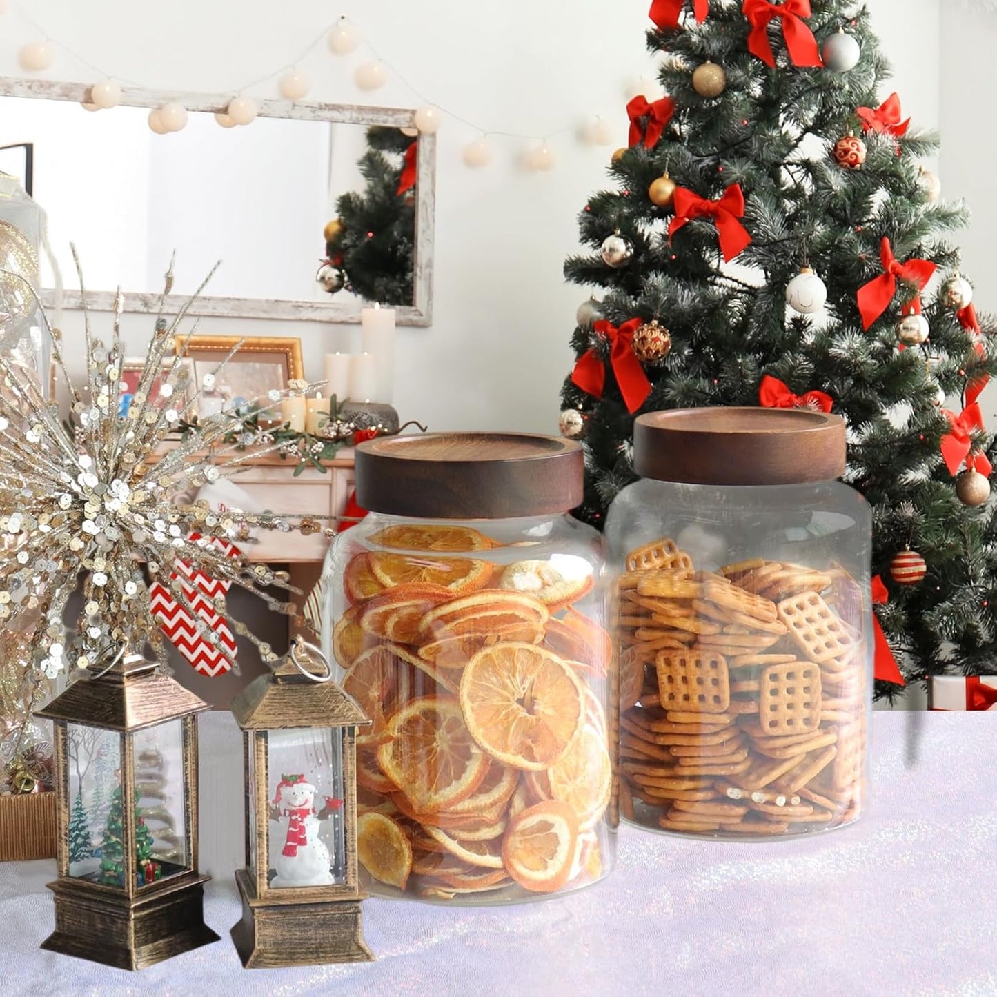 Glass Spice Jar Coffee Sugar Container Airtight Glass Jar Food Storage Canisters Bottle for Kitchen Seasoning Tea Herb Overnight Oats Bar Parfait Snacks (1800(60oz)-2 pack-no spoon)