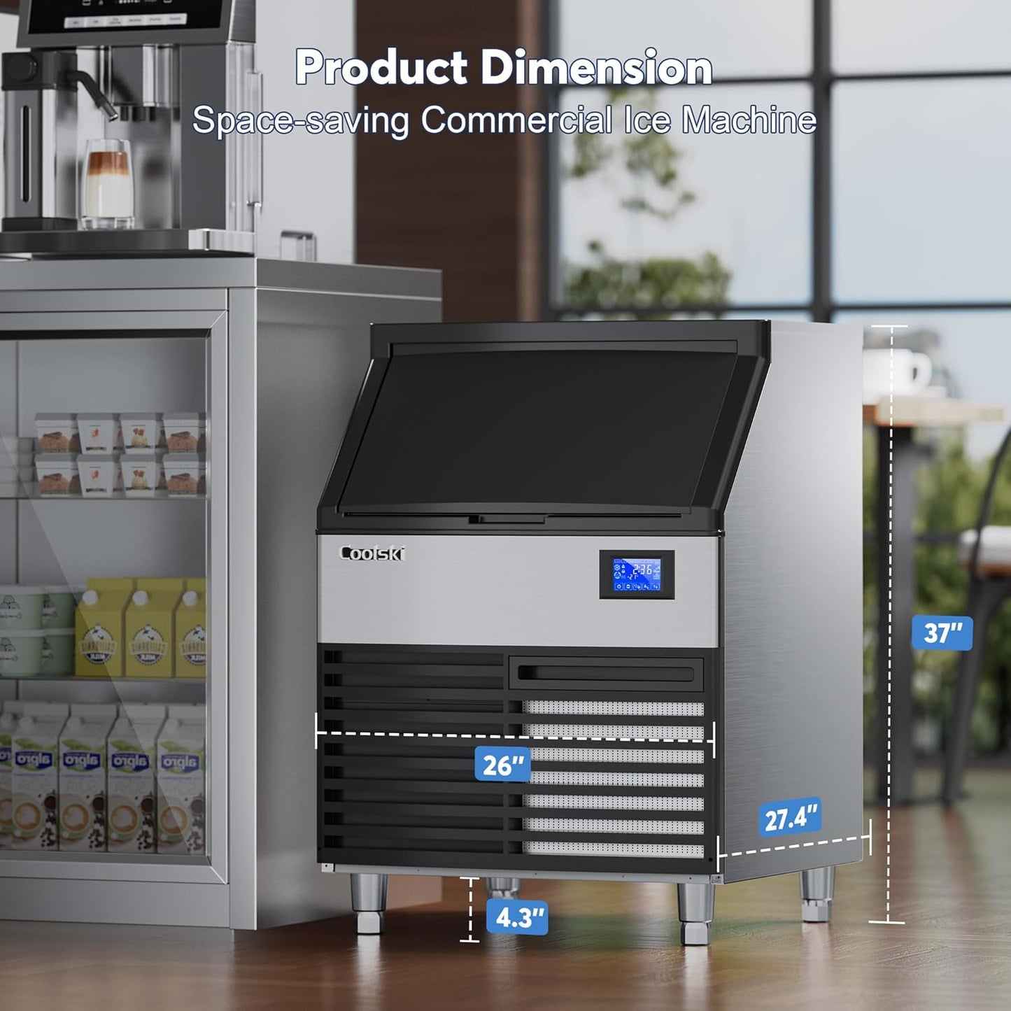 Commercial Ice Maker Machine 360LBS/Day, 26’’ Under Counter Ice Maker with 700W SECOP Compressor/Large Storage Capacity, ETL Approved Ice Machine for Bars/Home