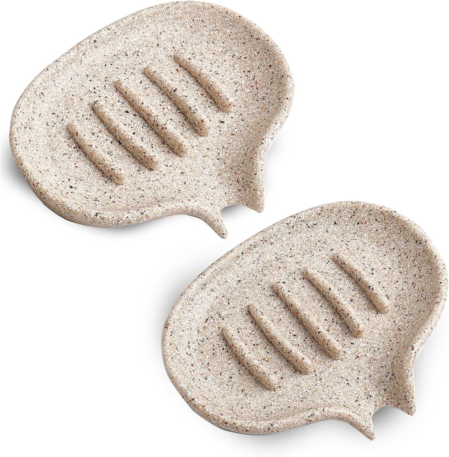 2 Pcs Soap Dish with Drain- Self Draining Bar Soap Holder for Shower, Large Resin Soap Savers Soap Tray Sponge Holder for Kitchen, Bathroom, Bathtub Sink, Linen