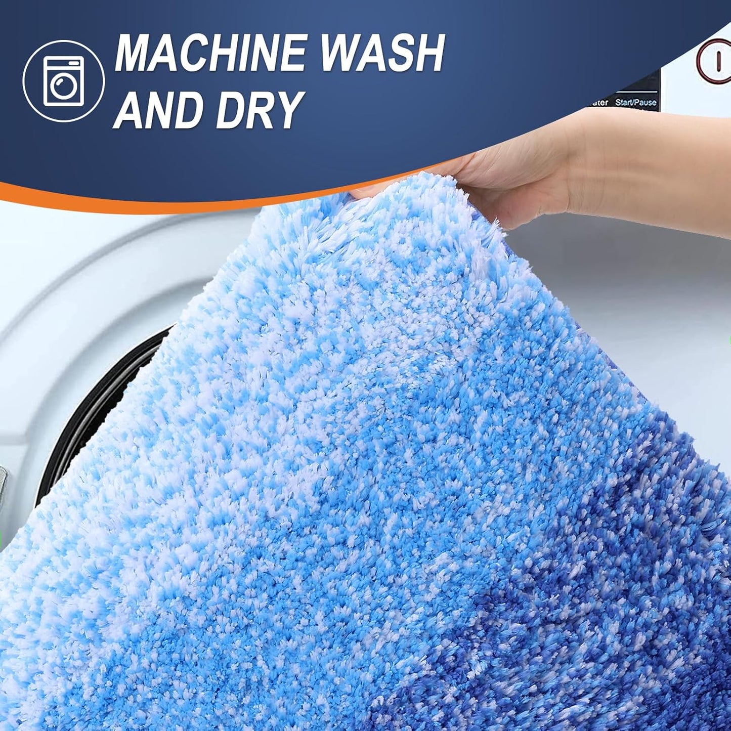 OLANLY Bathroom Runner Rugs 44x24, Extra Soft Absorbent Microfiber Bath Rugs, Rubber Backing, Quick Dry, Washable Bath Mats for Bathroom Floor, Tub and Shower, Home Decor Accessories, Light Royal Blue