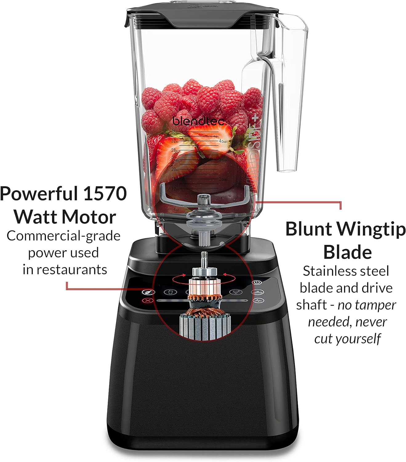 Blendtec Original Designer Series Blender and 90 Oz WildSide+ Jar - Kitchen Blender Bundle - Stainless Steel
