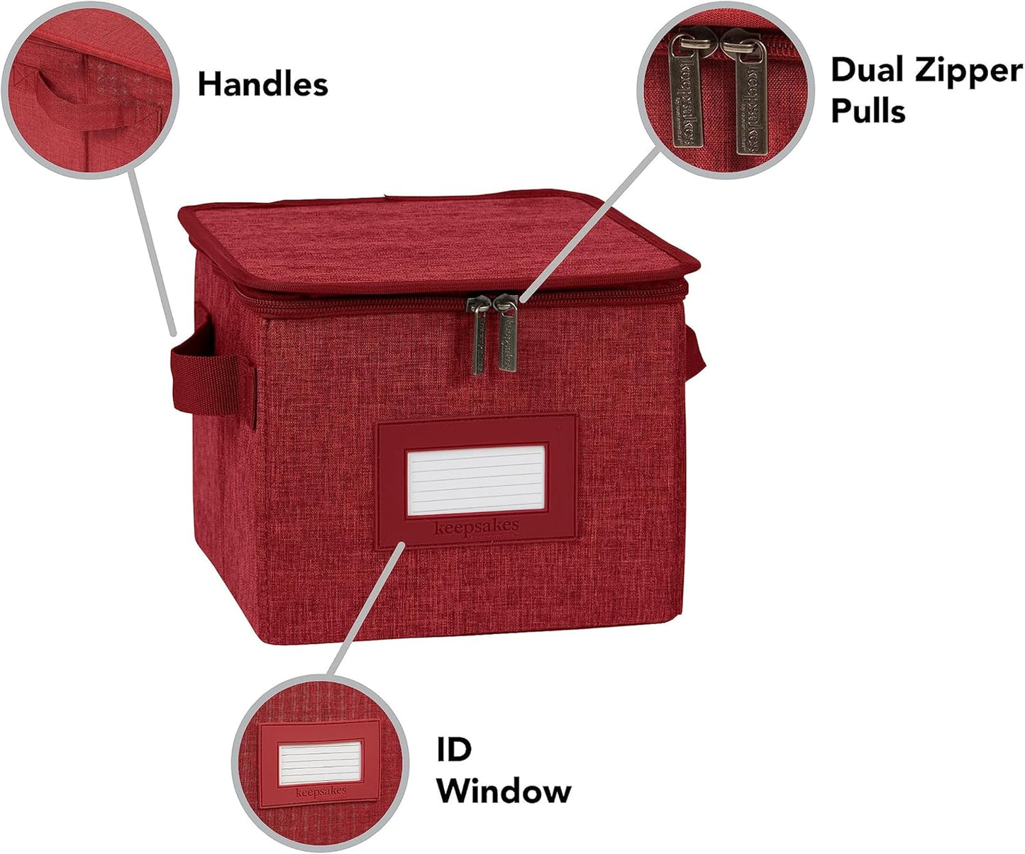 Covermates Keepsakes Dish Storage Box - Stackable, Reinforced Handles, China Storage, Red Heather