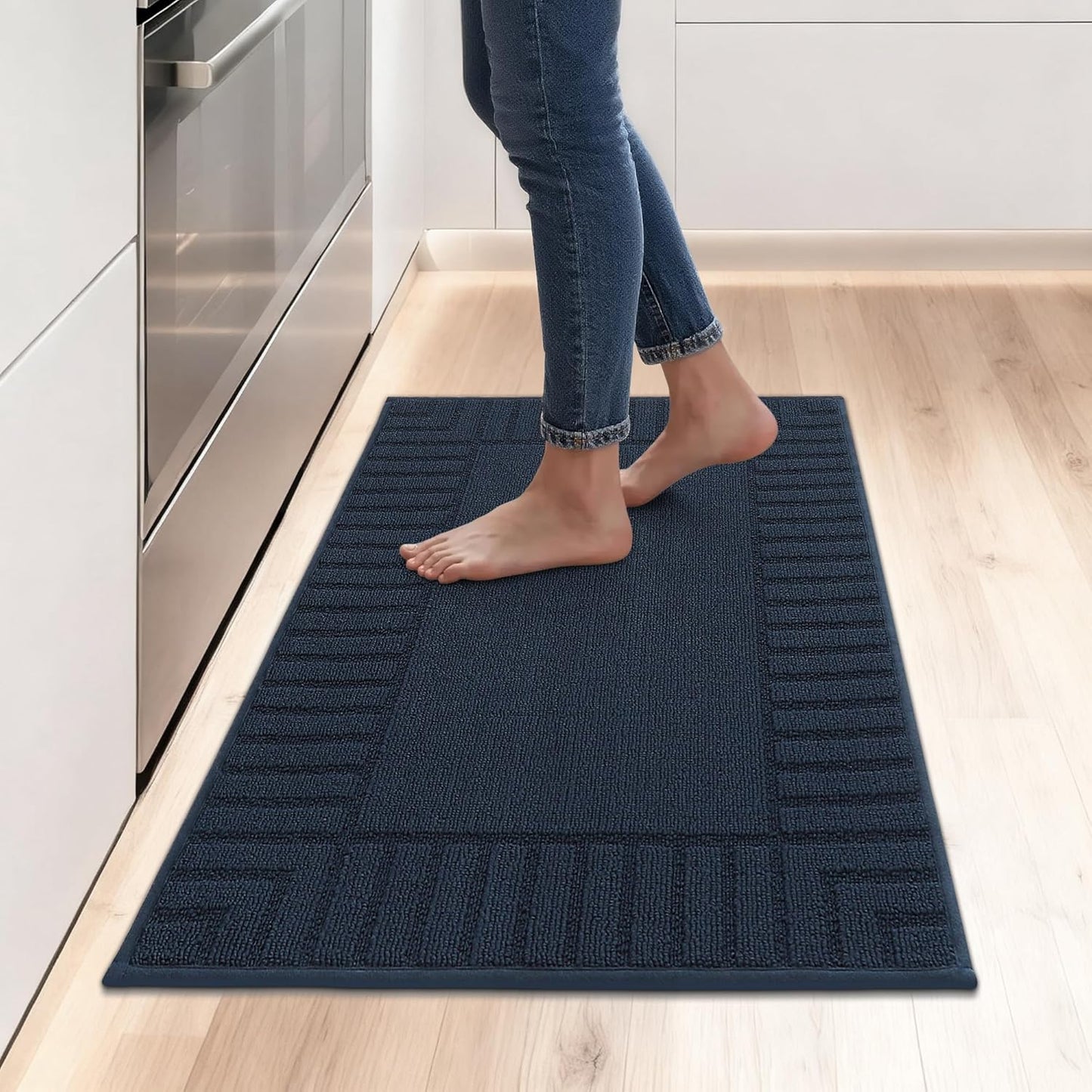 BEQHAUSE-Kitchen-Rugs-and-Mats Non Slip Kitchen Mats for Floor Absorbent Kitchen Rugs Machine Washable Kitchen Floor Mat,Navy Blue 24”x35”