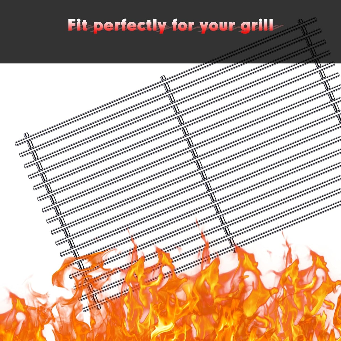 Grill Grates Parts for Weber Genesis Grill 66089, 66097, Weber Genesis II E-410, S-410, E/S-415, E/S-435, LX E/S-440, 18” Stainless Steel Grids BBQ Gas Grill Replacement Parts