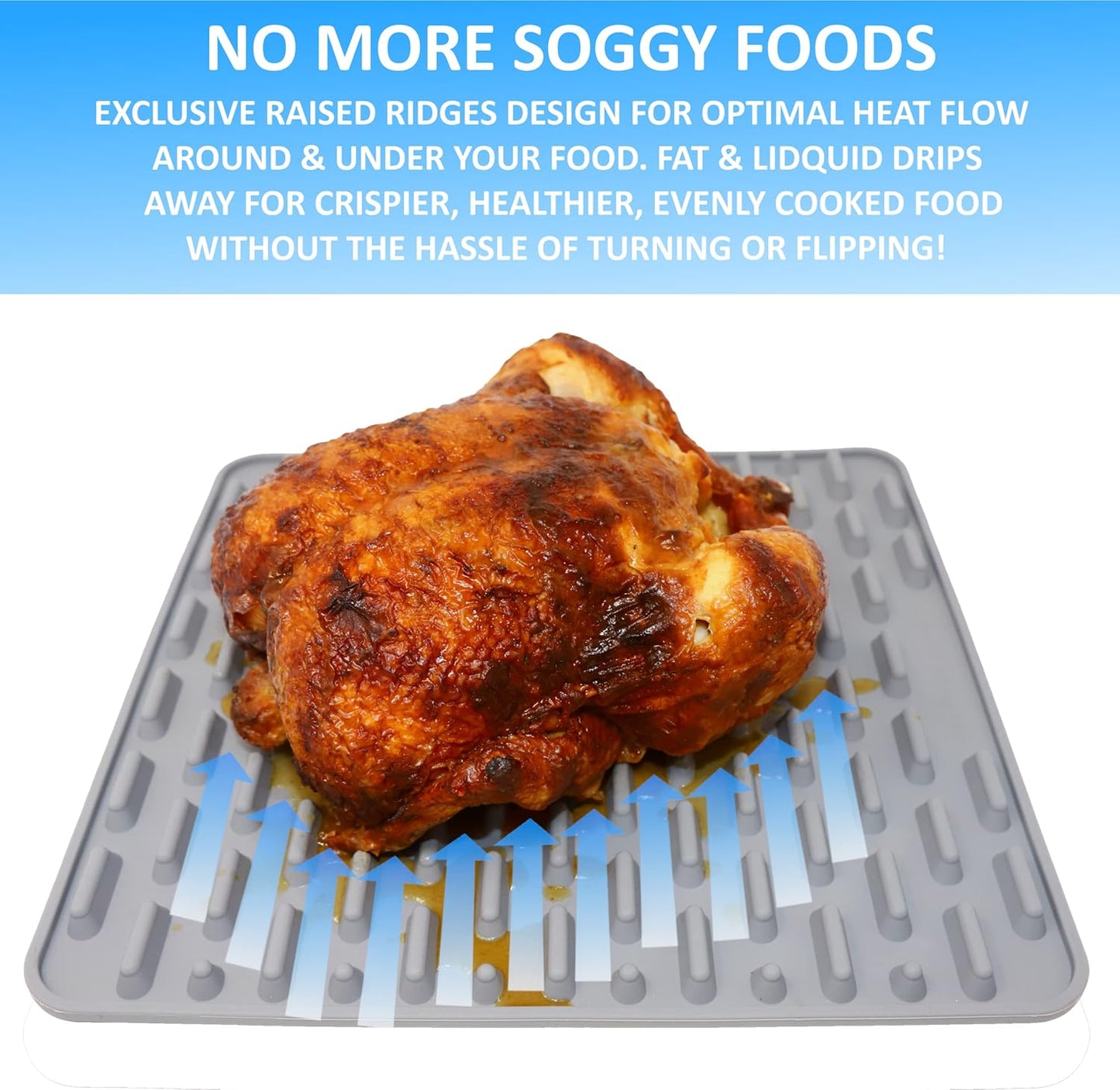 Silicone Roasting Mat and Silicone Baking Mat Combo for Air Fryer Oven - Set of 3 Food Safe, Non-Stick Baking Mat and Silicone Roasting Racks with Bonus Non-Stick Oven Liner