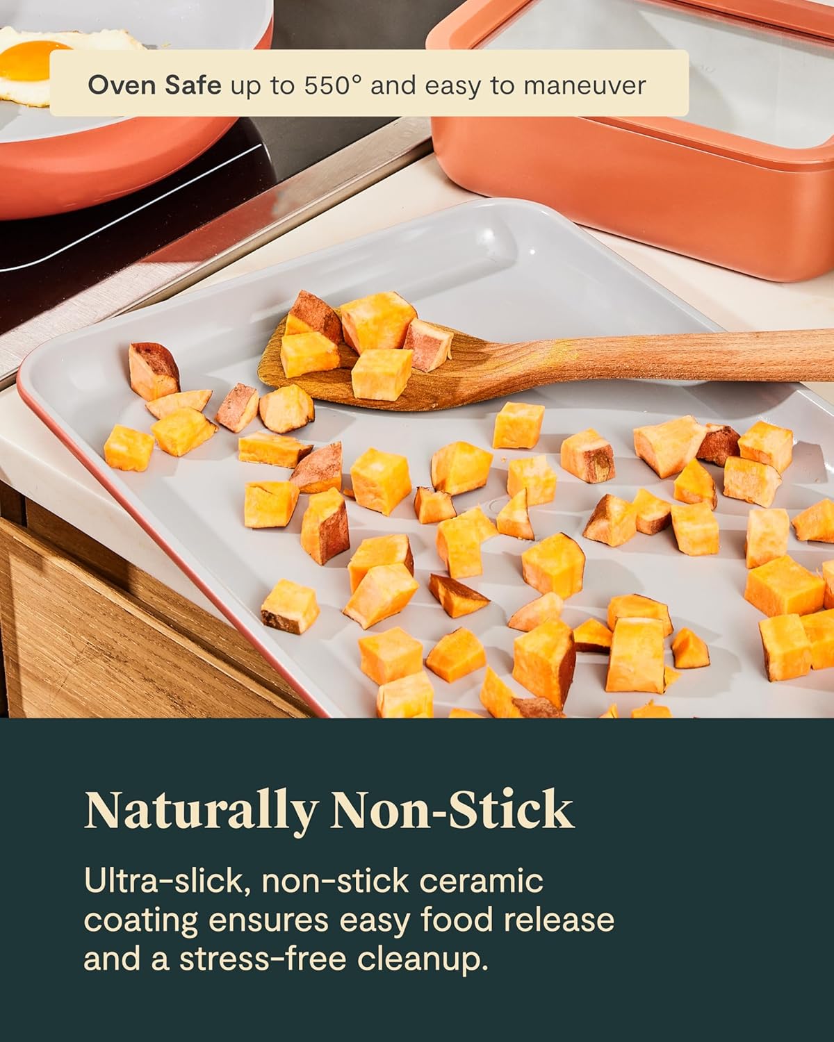 Caraway Non-Stick Ceramic Medium Baking Sheet - Naturally Slick Ceramic Coating - Non-Toxic, PTFE & PFOA Free - Perfect for Baking, Roasting, and More - Medium (15" x 10") - Marigold