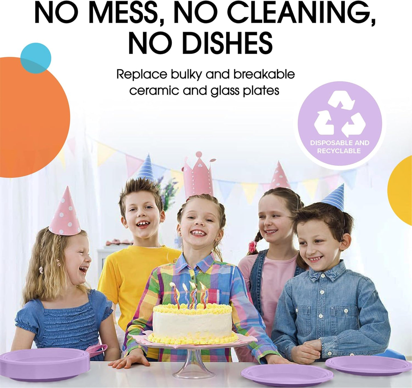 Exquisite Party Solids Lavender Plastic Plates For Party 10" Lavender Disposable Plates Heavy Duty Supplies 100 Pcs Plastic Dinnerware Sets Heavy Duty 350 GSM Disposable Dinnerware Set