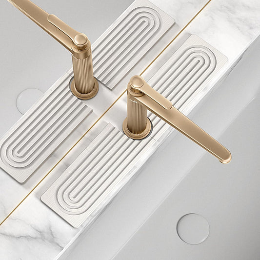 Faucet Mat for Kitchen Sink, Diatomite Stone Drying Sink Protectors, Bathroom Faucet Splash Guard, Quick Dry Water Absorbing, Non-Slip Stone Tray for Kitchen Counter, White, 20" x 3.9"