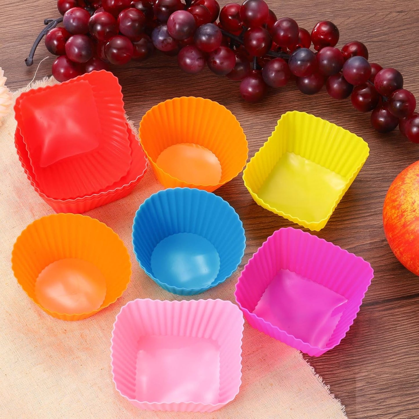 uxcell 36Pcs Silicone Cupcake Liners, Non-Stick Baking Cups, for Cooking Eggs, Baking Muffins and Make a Cake(Red)