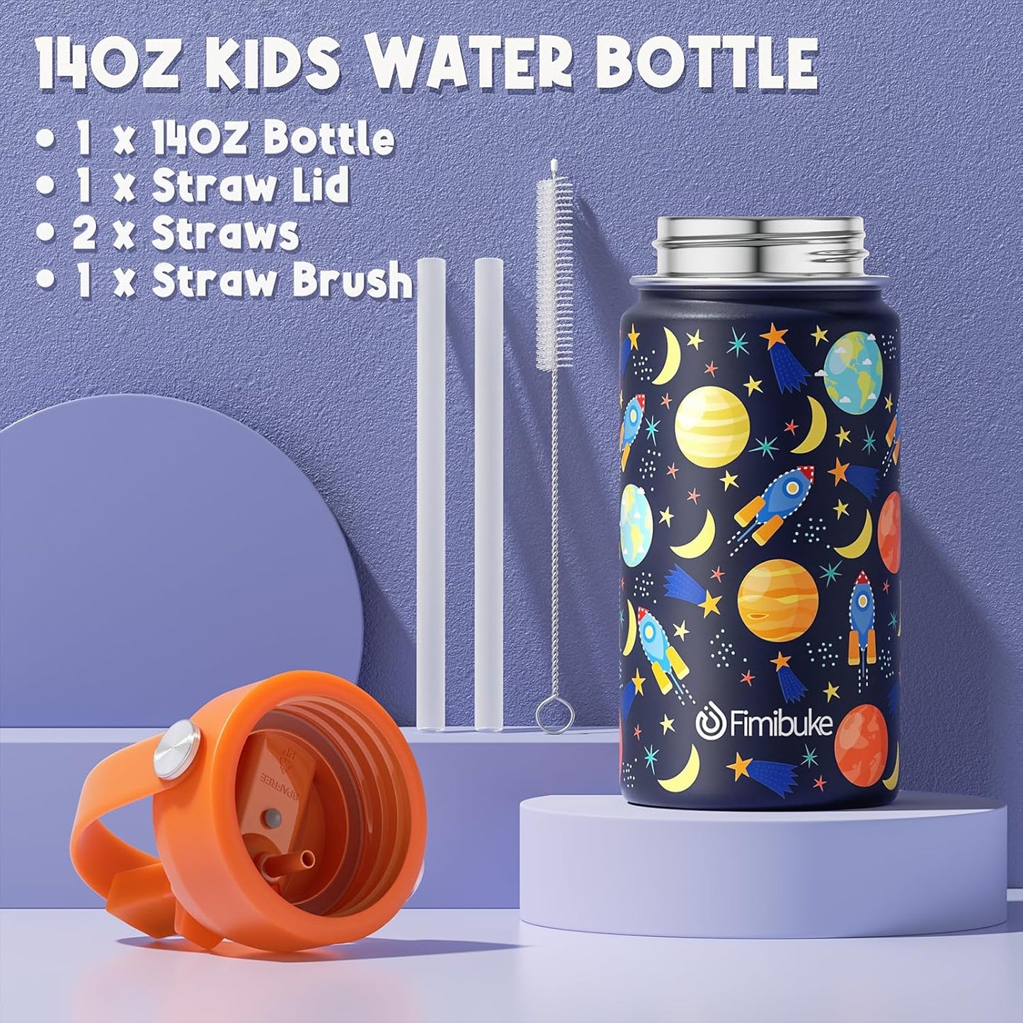 Fimibuke Kids Bento Lunch Box with 4 Compartments, Insulated lunch Bag, Stainless Steel Insulated Water Bottle, Ice Pack & Utensils Set, Birthday Gifts for Ages 3-12 Back to School Toddler Girls Boys