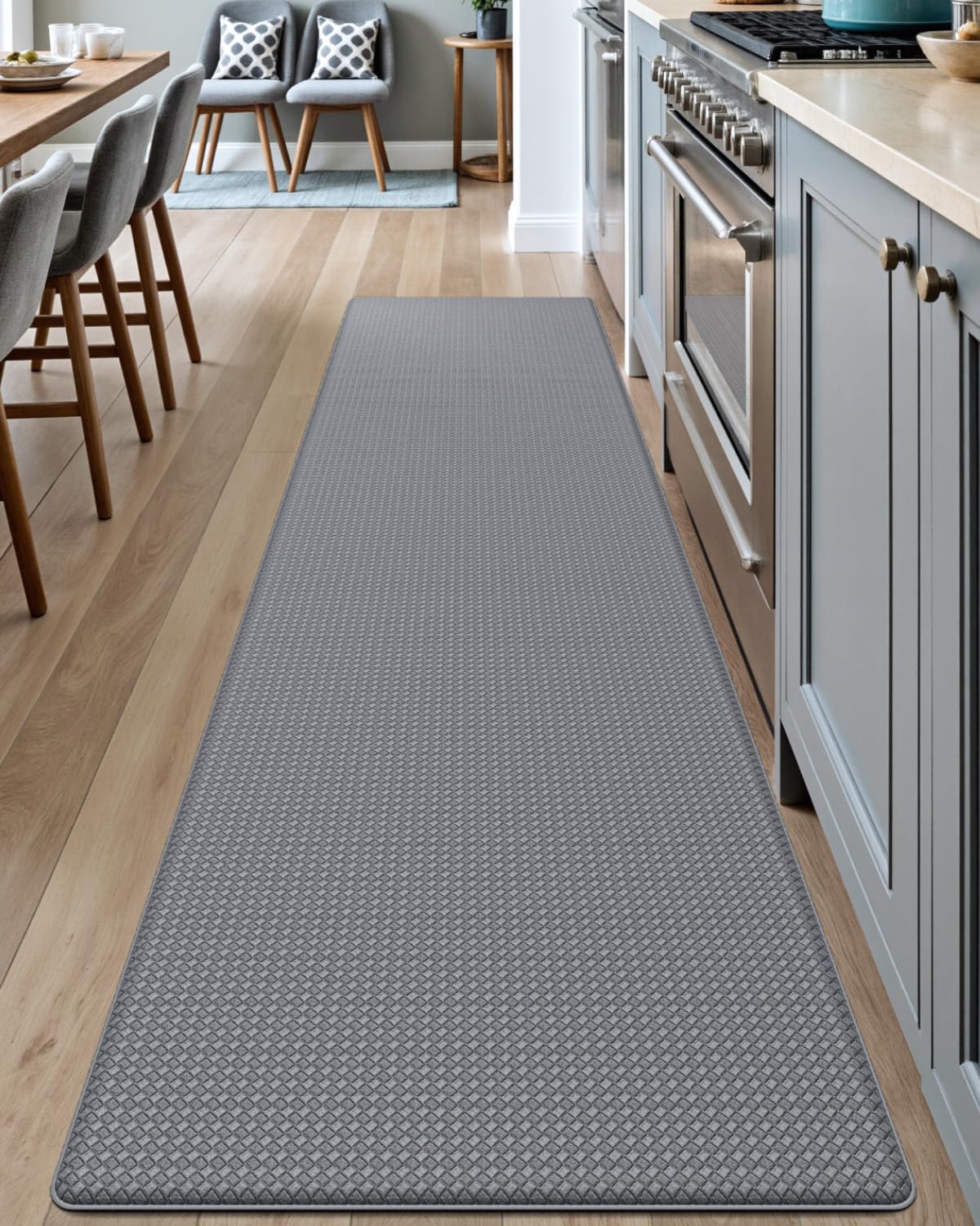 DEXI Kitchen Floor Mats Cushioned Anti Fatigue, 23x94, Large Long Standing Runner Rug Waterproof, Comfort Memory Foam Padded for Front Sink Laundry, Grey