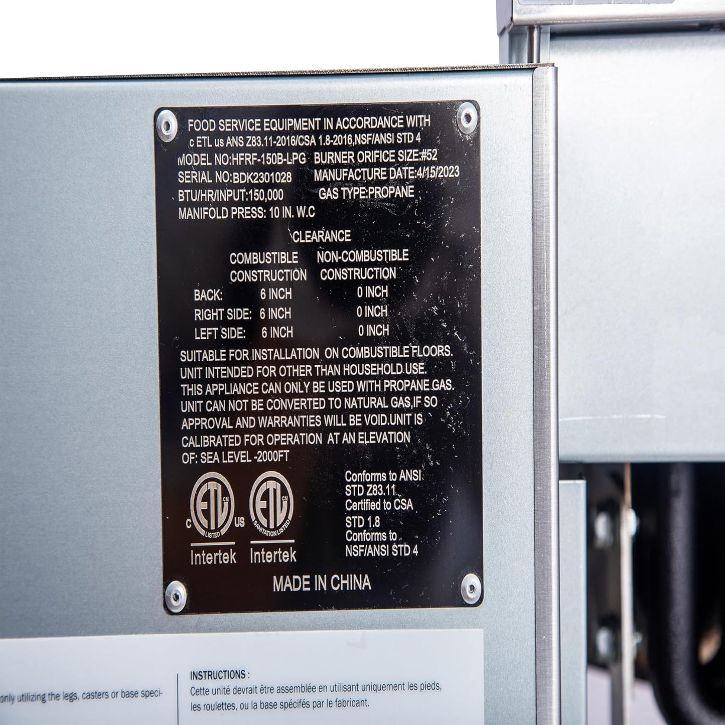 CLIVIA Liquid Propane Deep Fryer, Commercial Floor Fryer with 2 Baskets, 75 lb. Oil Capacity with 5 Burners, Total 150,000 BTU Propane Fryer for Restaurants