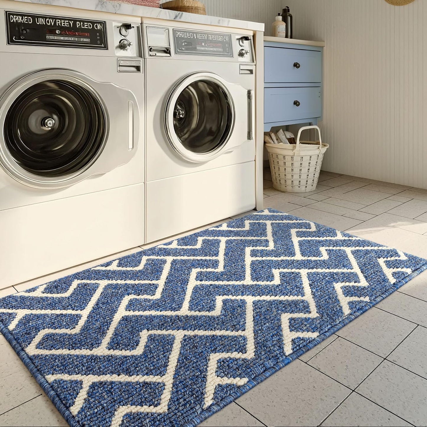 hicorfe Kitchen Rugs and Mats,Kitchen Mats for Floor,20"x31.5" Non Slip Runner Rug,Absorbent Resist Dirt Comfort Standing Mat Machine Washable for Entryway,Hallway,Front of Sink(Navy Blue)