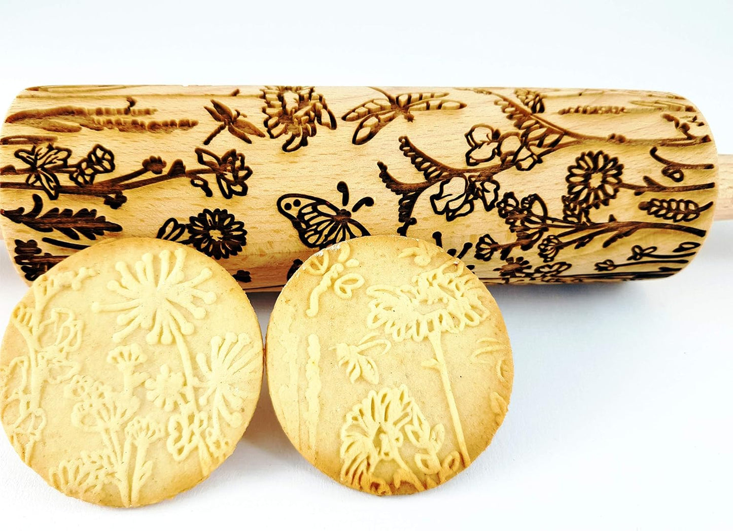 MEADOW Embossing Rolling Pin. Laser Engraved Rolling Pin for Pottery and Cookies by Algis Crafts