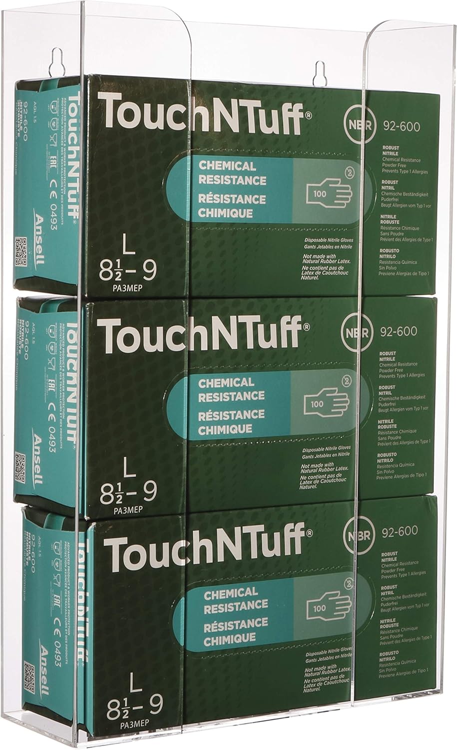 Cq acrylic Rubber Glove Holder for Wall Mount,Clear Disposable Glove Dispenser and Glove Box on Wall,Multipurpose Wall Floating Mask Dispenser and Medical Gloves Rack Storage,10.2”x16”x3.5” Pack of 1