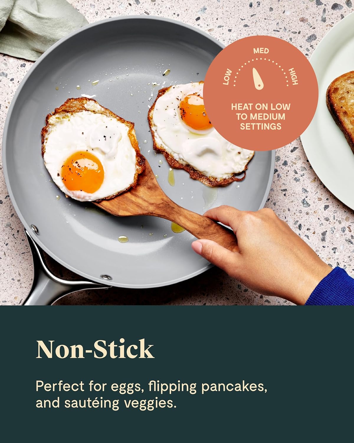 Caraway Nonstick Ceramic Mini Fry Pan With Glass Lid (1.05 qt, 8") - Non Toxic, PTFE & PFOA Free - Oven Safe & Compatible with All Stovetops (Gas, Electric & Induction) - Cream