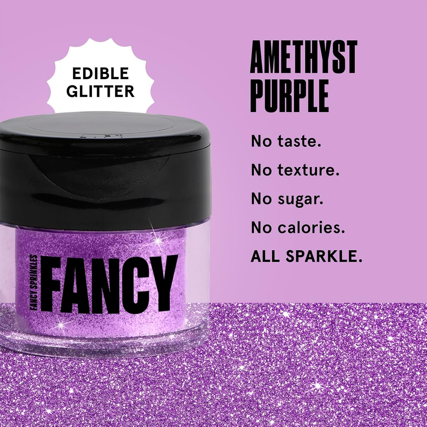 Fancy Sprinkles Halloween Amethyst Purple Premium Edible Glitter, 100% Edible Glitter for Sparkling Food & Drinks No Taste or Texture (4gm)